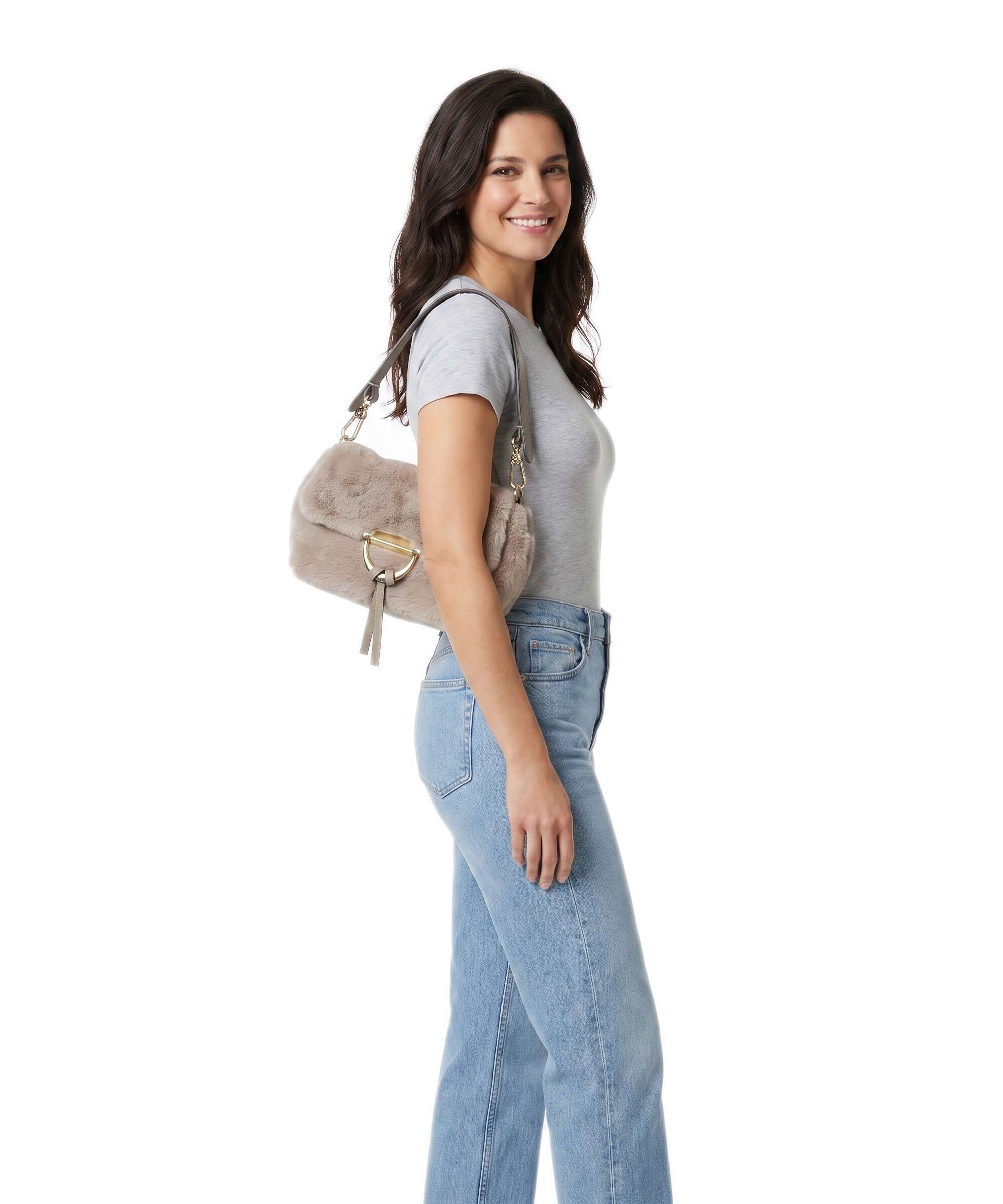 Abro Eco Fur Temi Small Torba na ramię siena - Image 3