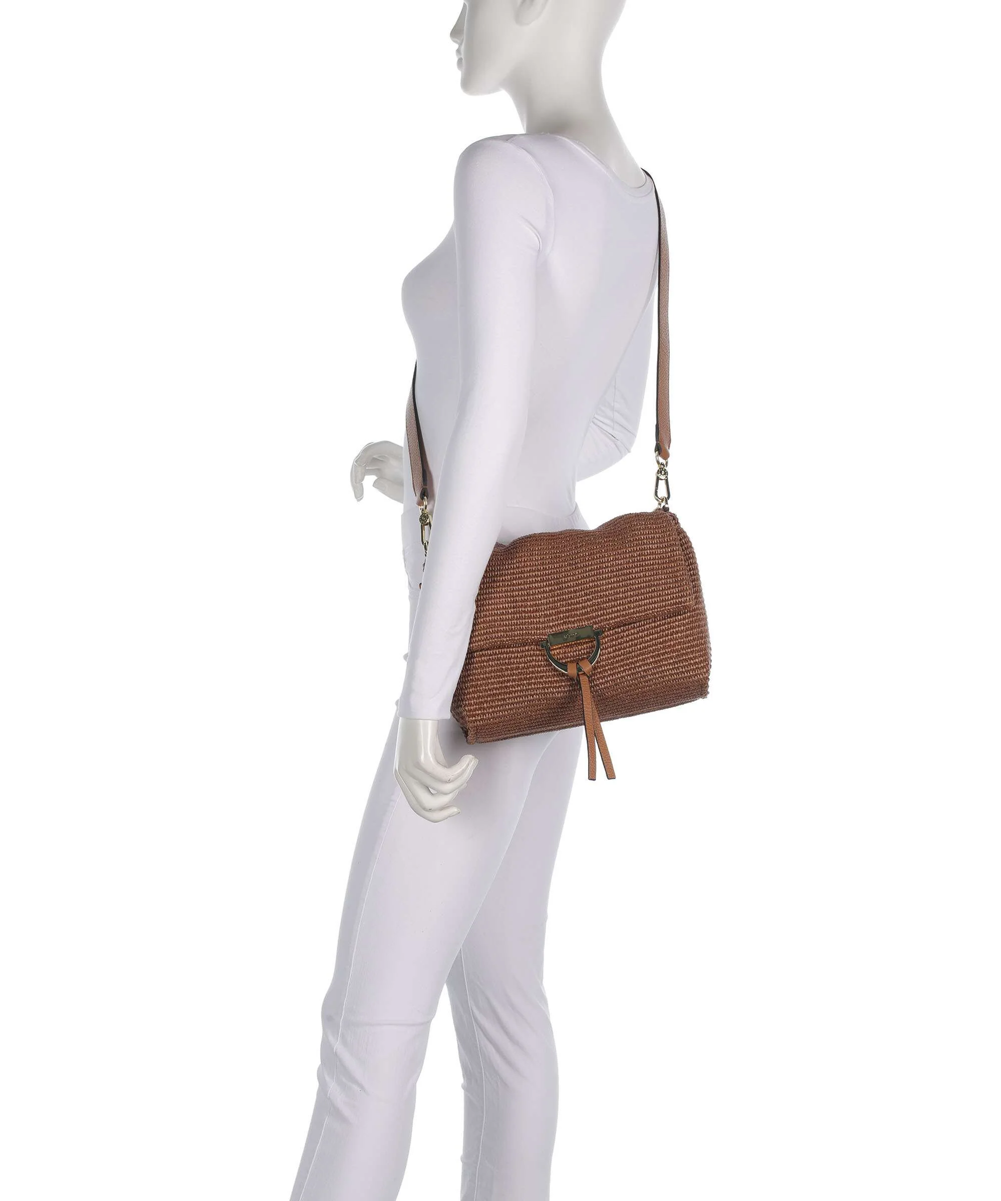 Abro Raffia Classica Temi Medium Torba na ramię caramel/cognac - Image 4