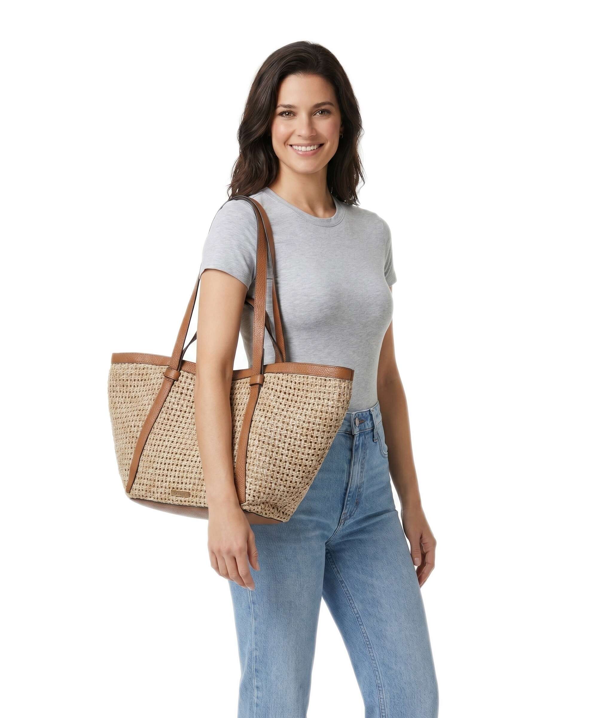 Abro Raffia Cordino Cosmo Large Torba na zakupy caramel/cognac - Image 3