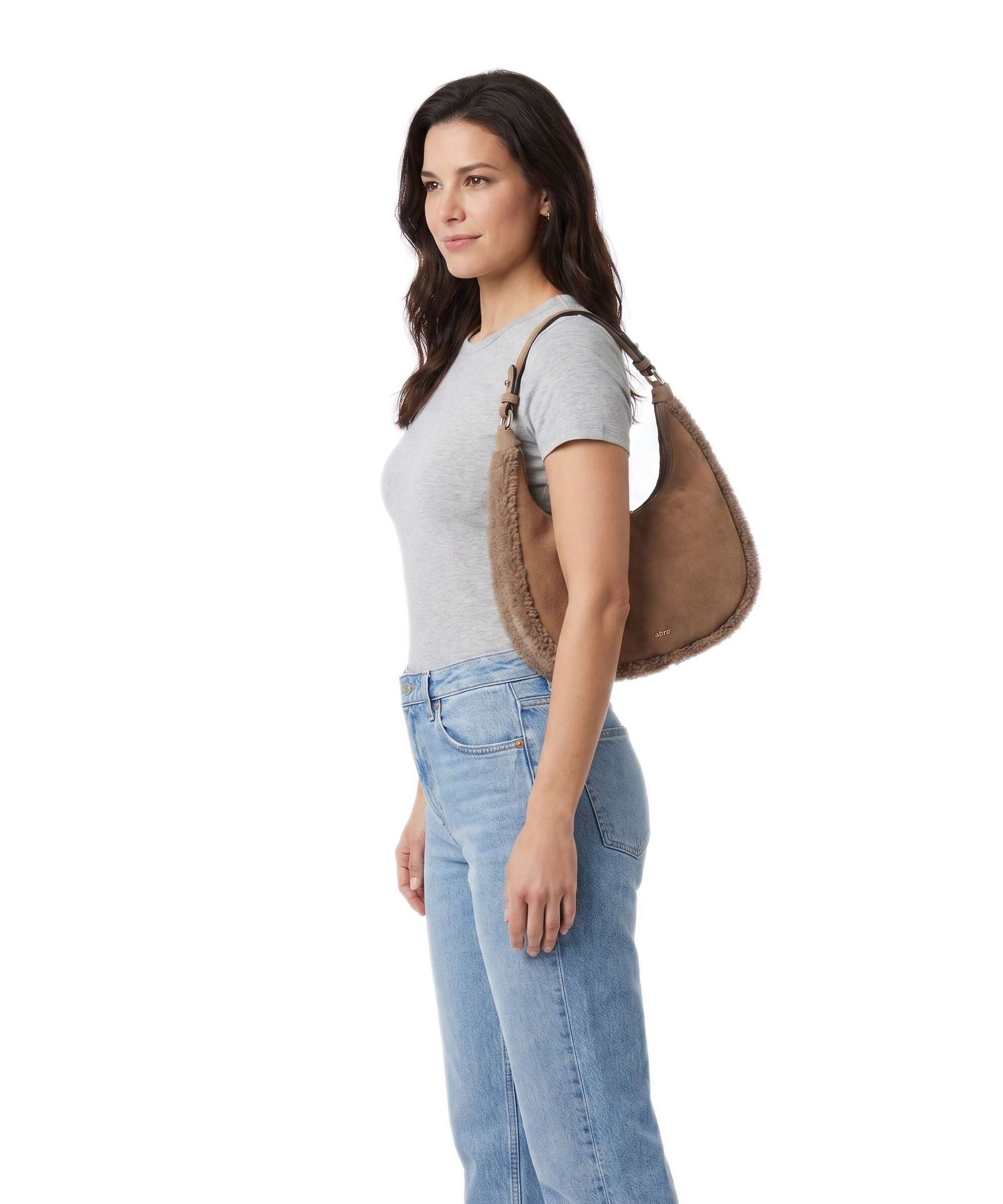 Abro Shearling Nana Mini Torba na ramię cappuccino - Image 3