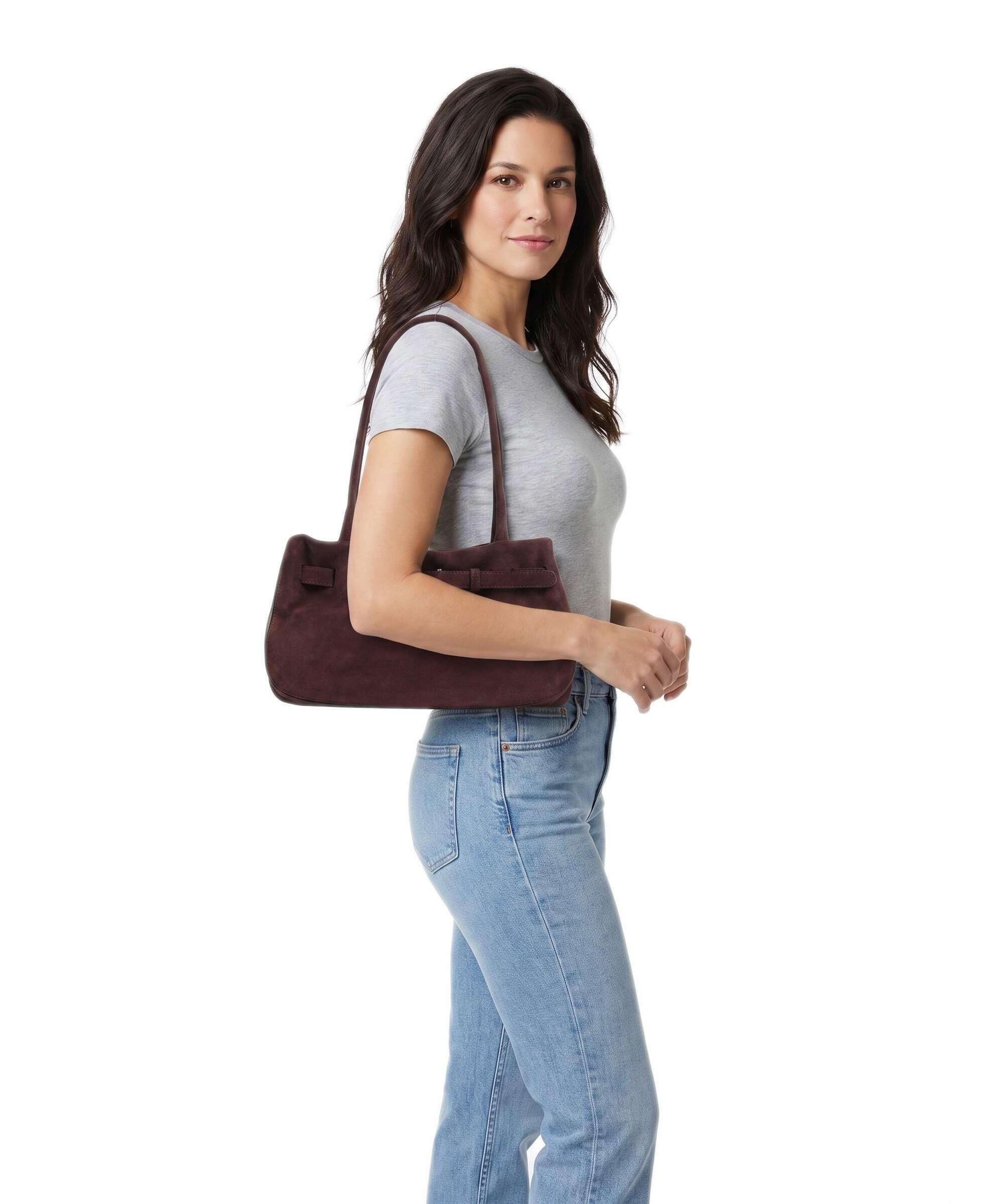 Abro Suede Jill Torba na ramię burgundy - Image 3