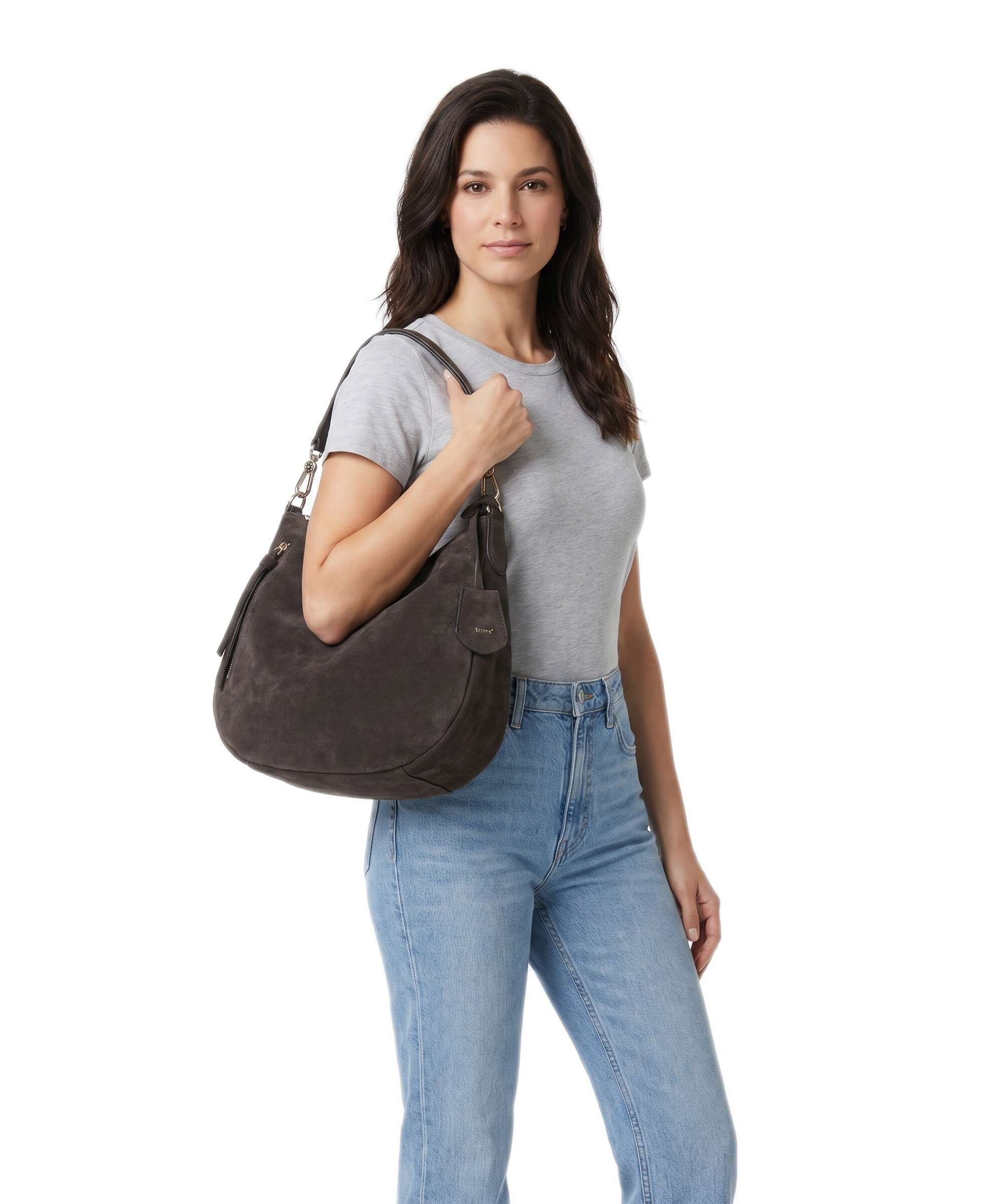 Abro Suede Juna Small Torebka worek dark brown - Image 3