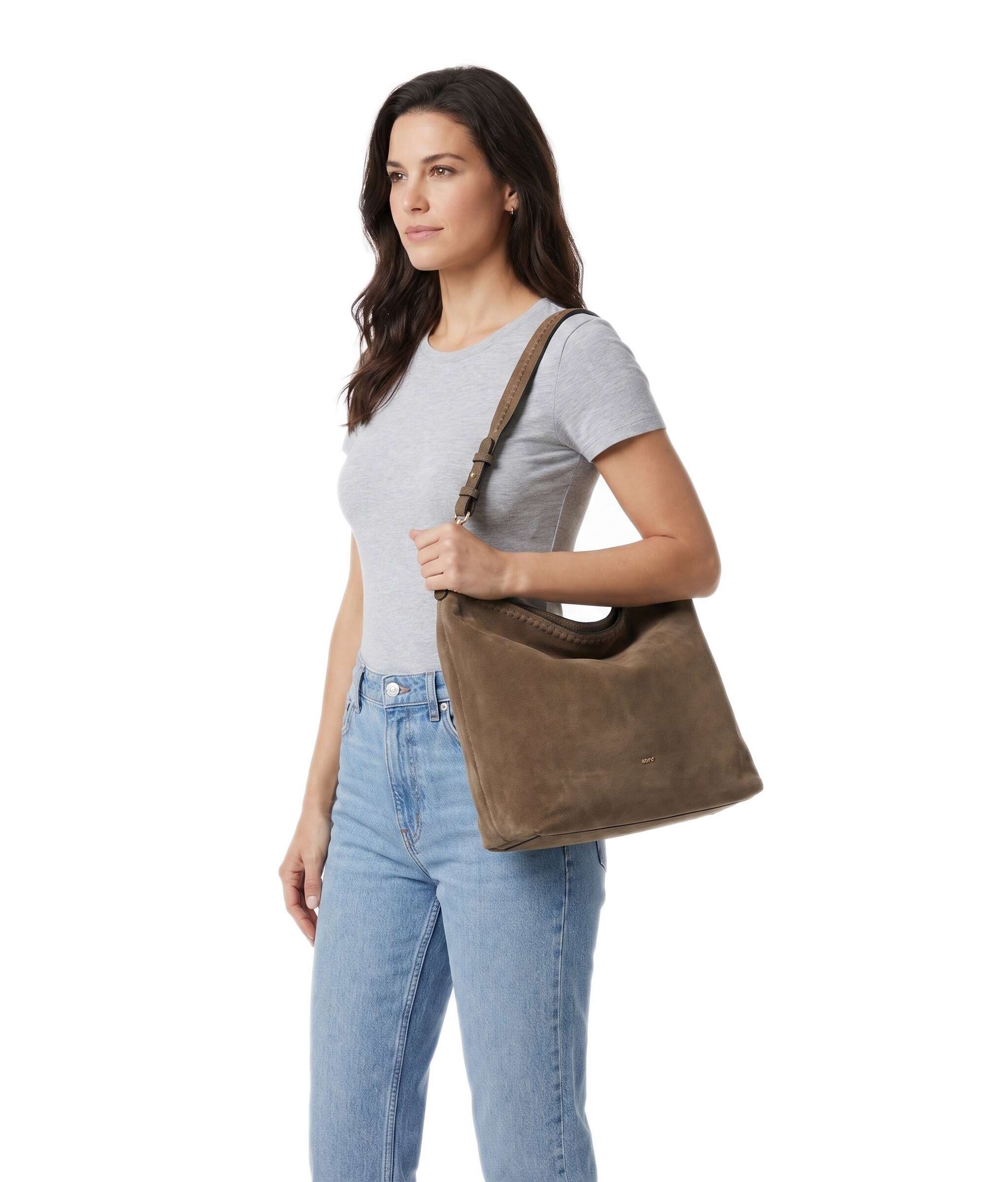 Abro Suede Signature Torebka worek khaki - Image 3