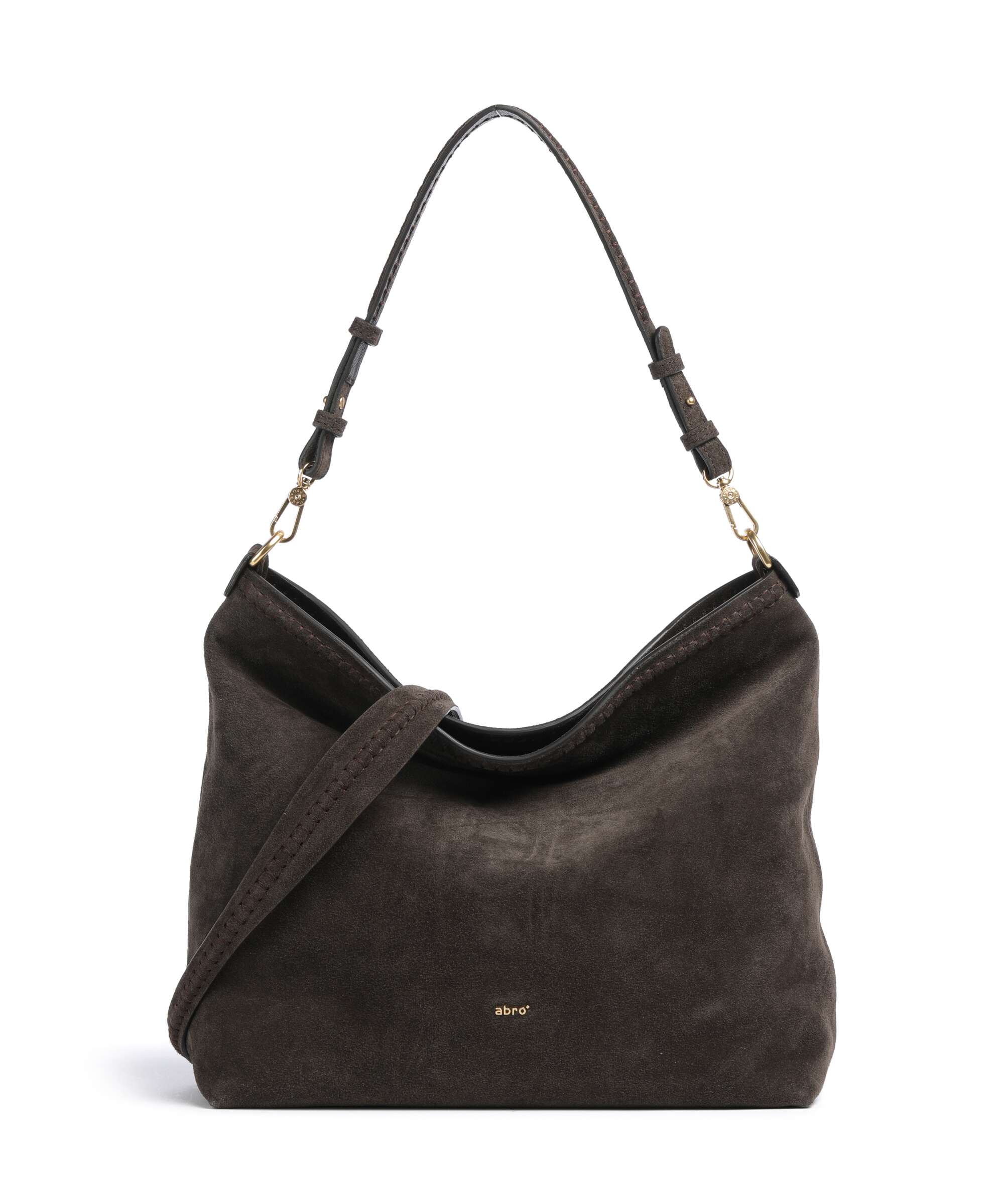 Abro Suede Signature Torebka worek dark brown