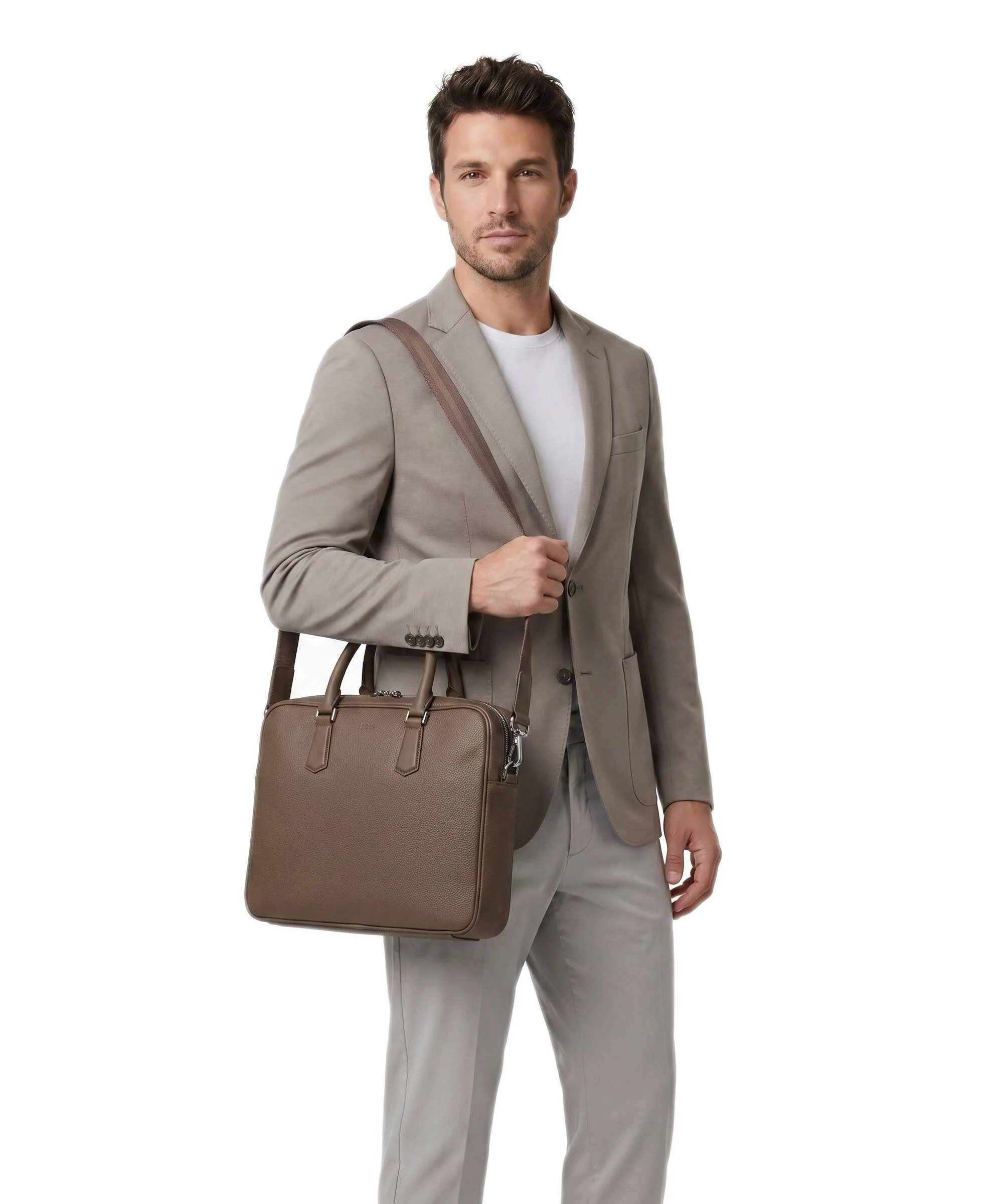 BOSS Crosstown Aktówka medium brown - Image 3