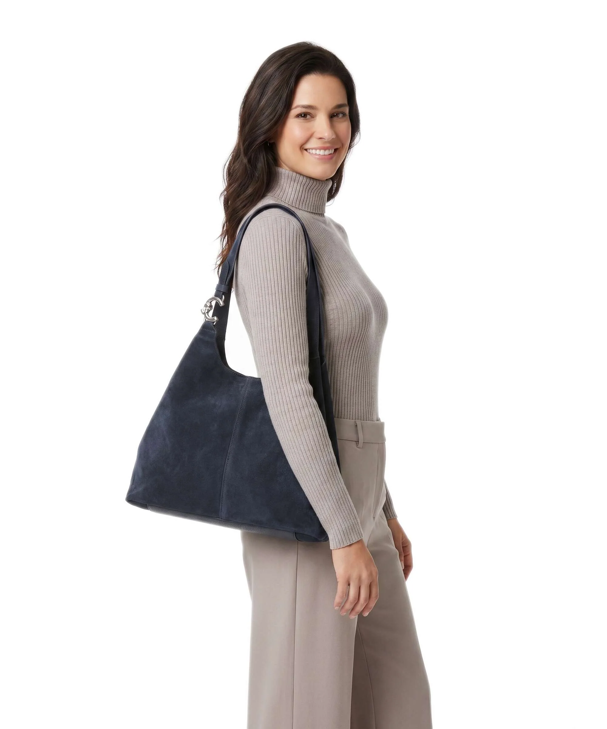Coccinelle C-Easy Suede Torebka worek midnight blue - Image 3