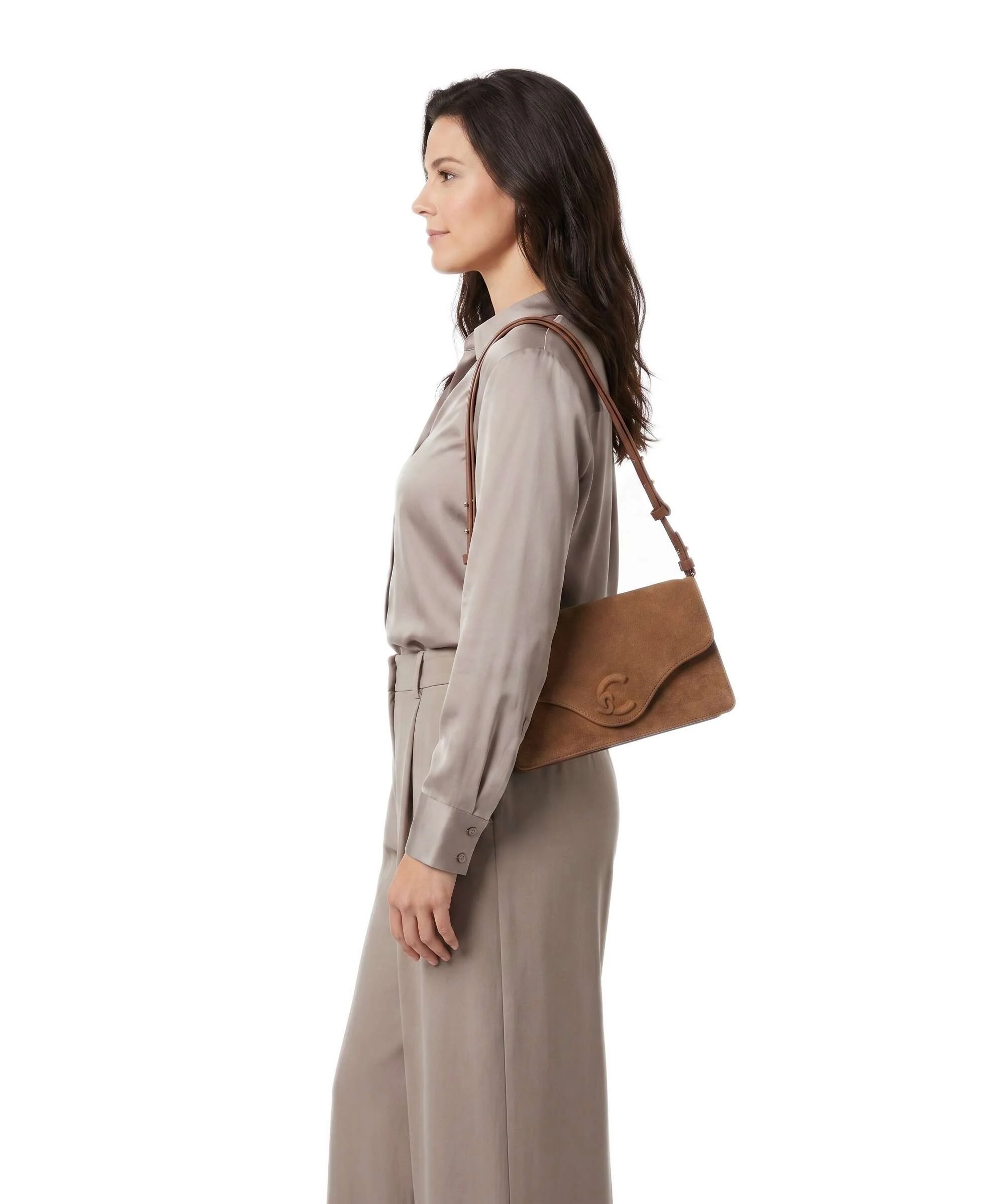 Coccinelle C-Me Softy Suede Torba na ramię cognac - Image 3