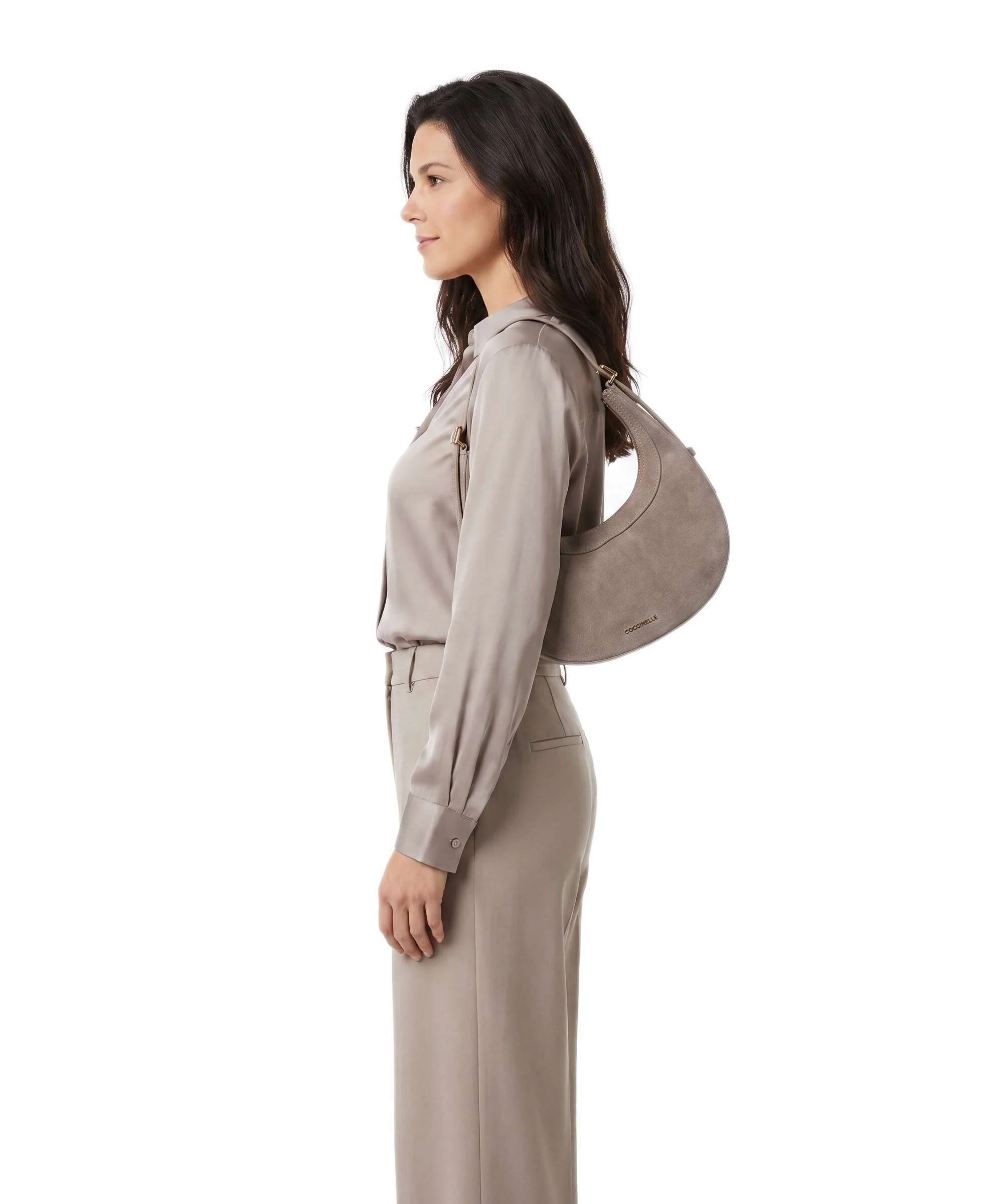 Coccinelle Whisper Suede Torba na ramię warm taupe - Image 3