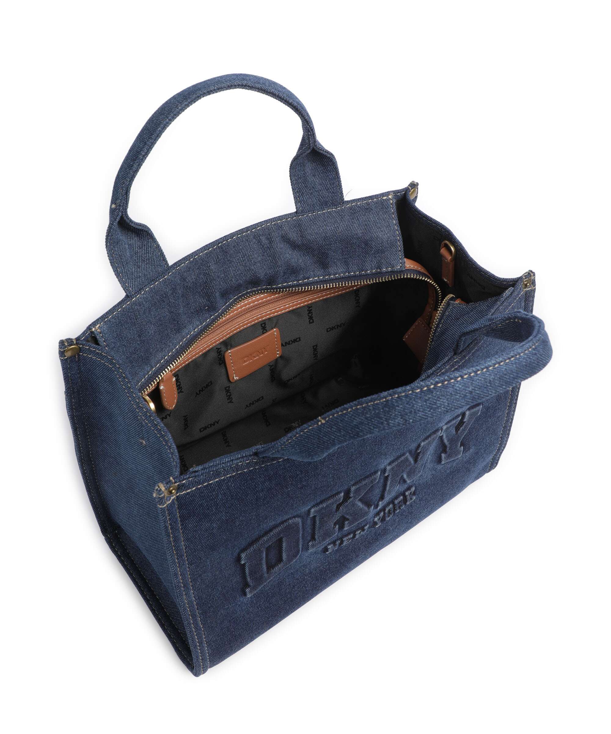 DKNY Hadlee Medium Torebka dark denim/saddle - Image 6