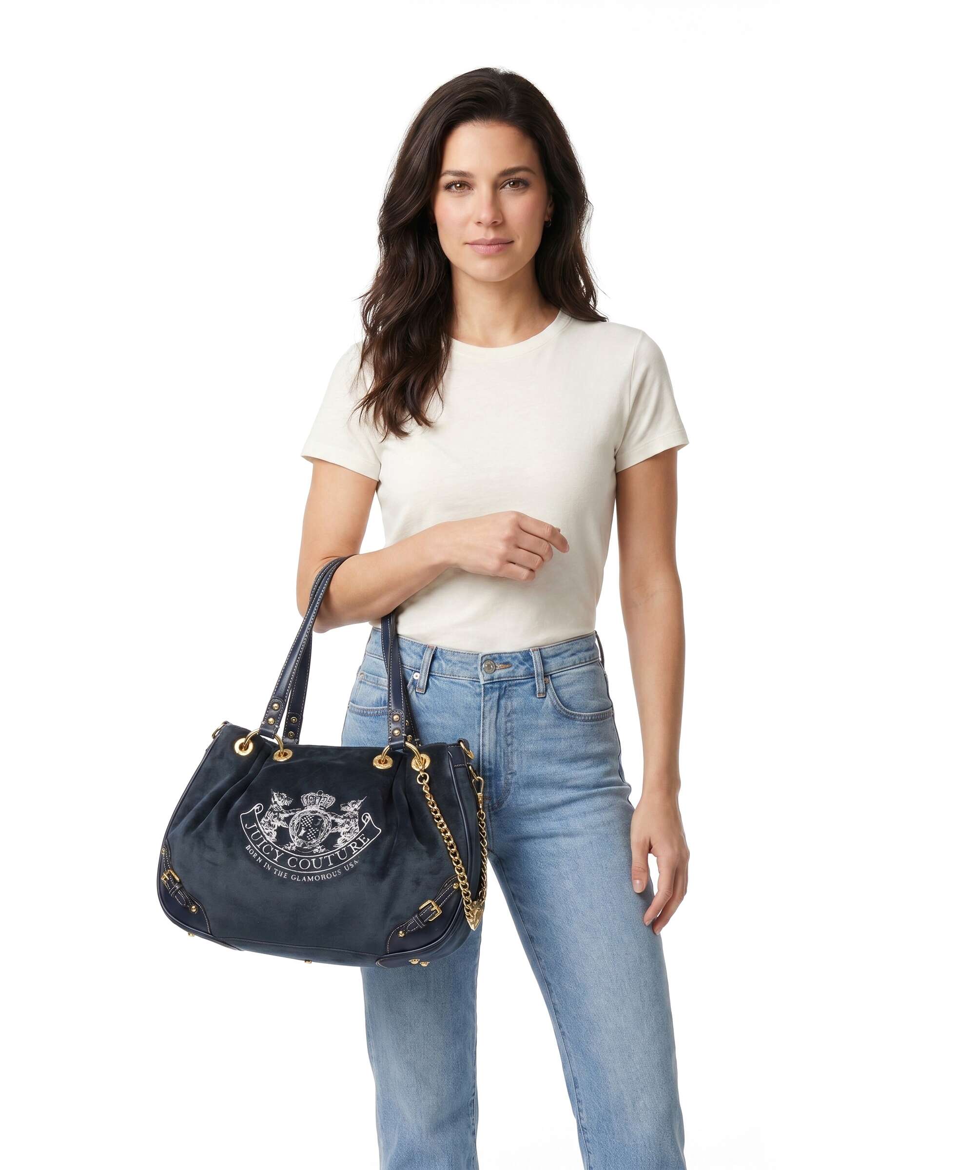Juicy Couture Twig Narrative Velvet M Torebka worek blue depths - Image 3