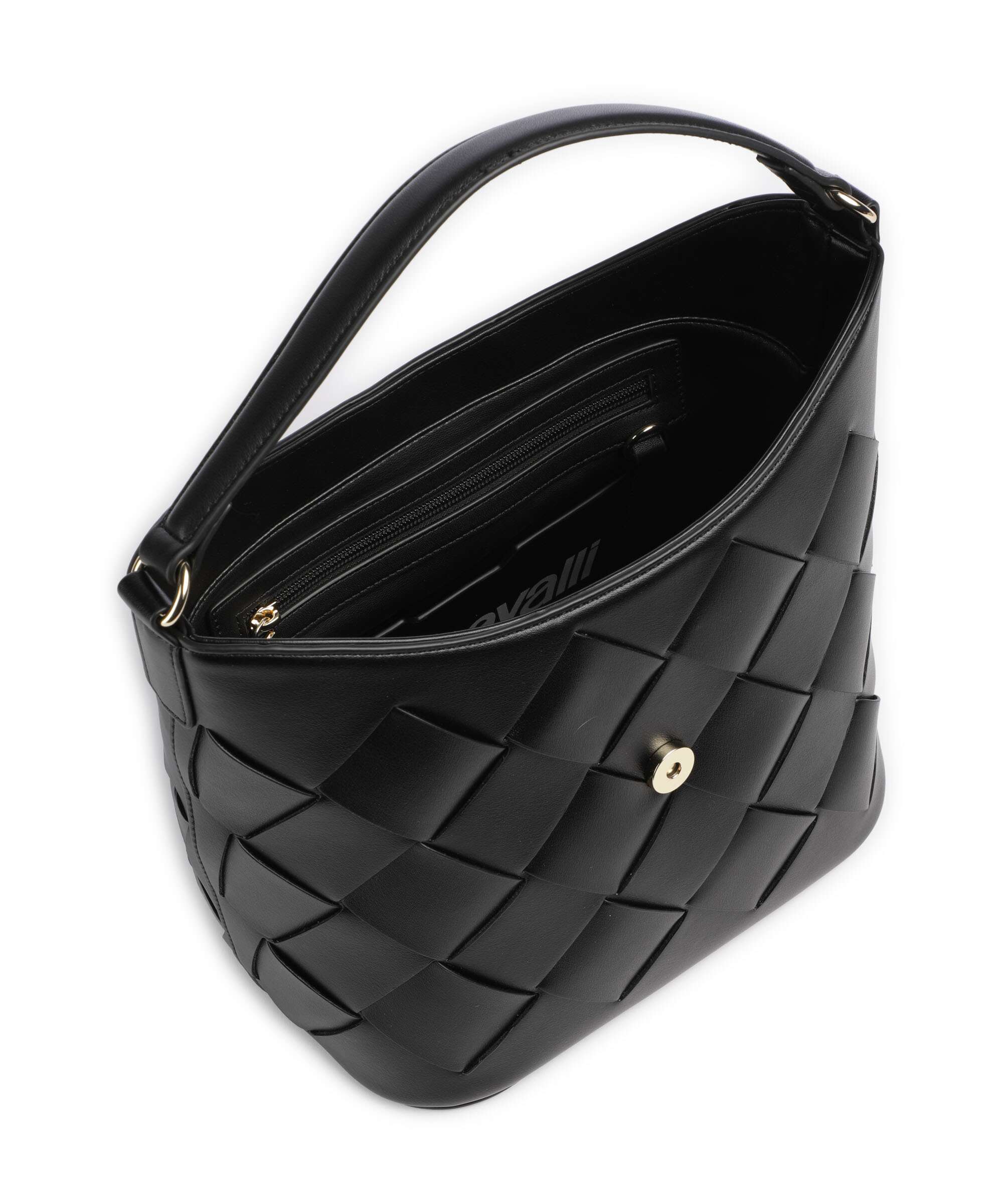 Just Cavalli Iconic Snakes Braided Torebka worek black - Image 5