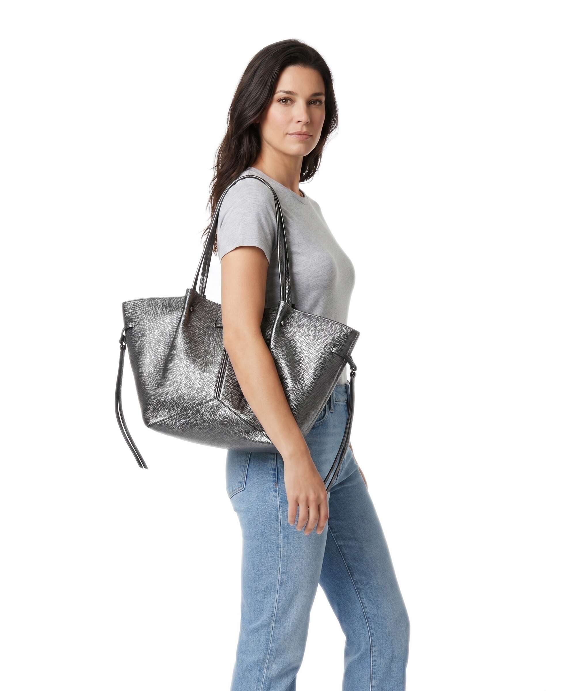 Karl Lagerfeld K/Pierced Medium Torba na zakupy gunmetal - Image 3