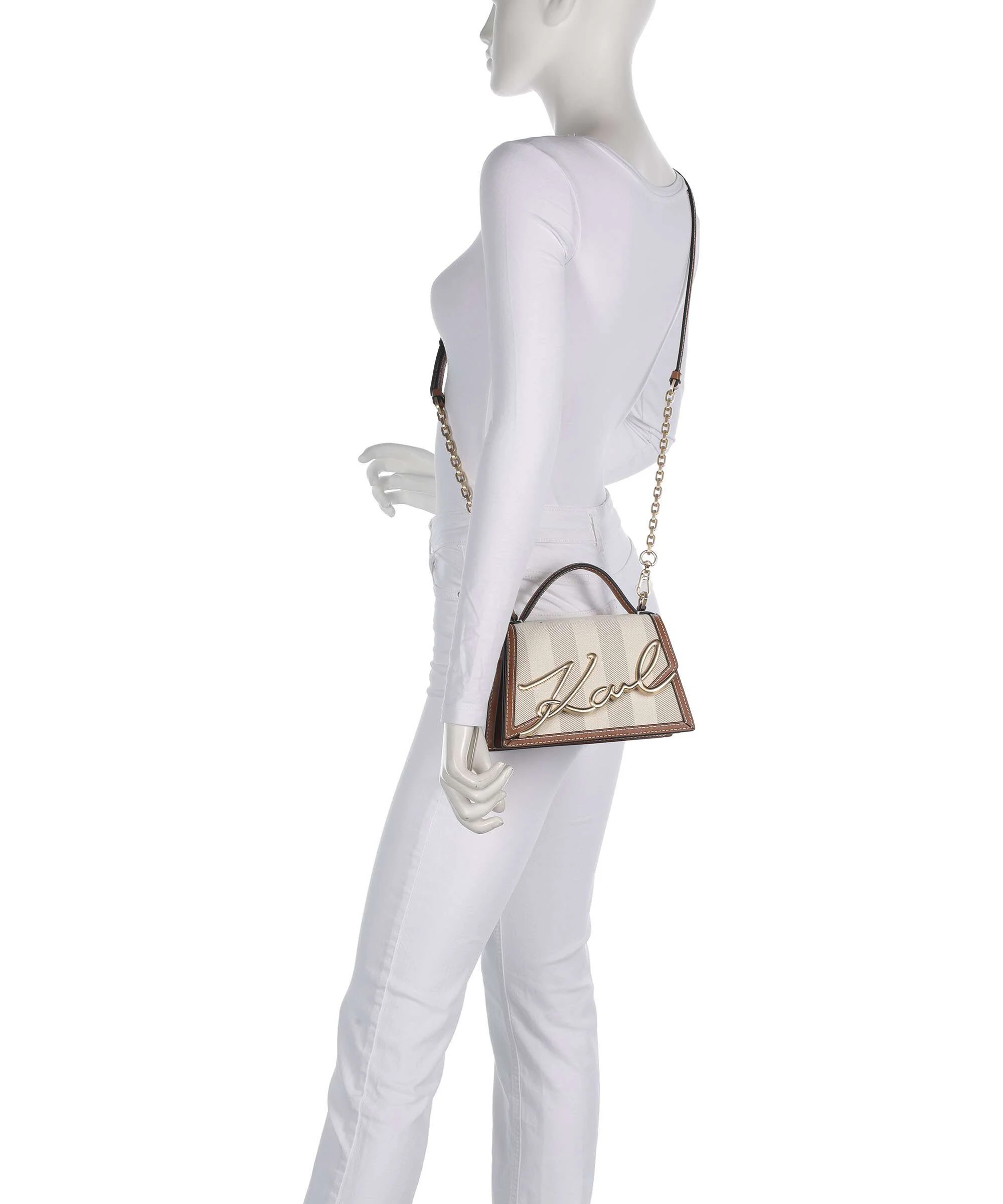 Karl Lagerfeld K/Signature 2.0 Small Torba przez ramię natural canvas/tan - Image 3