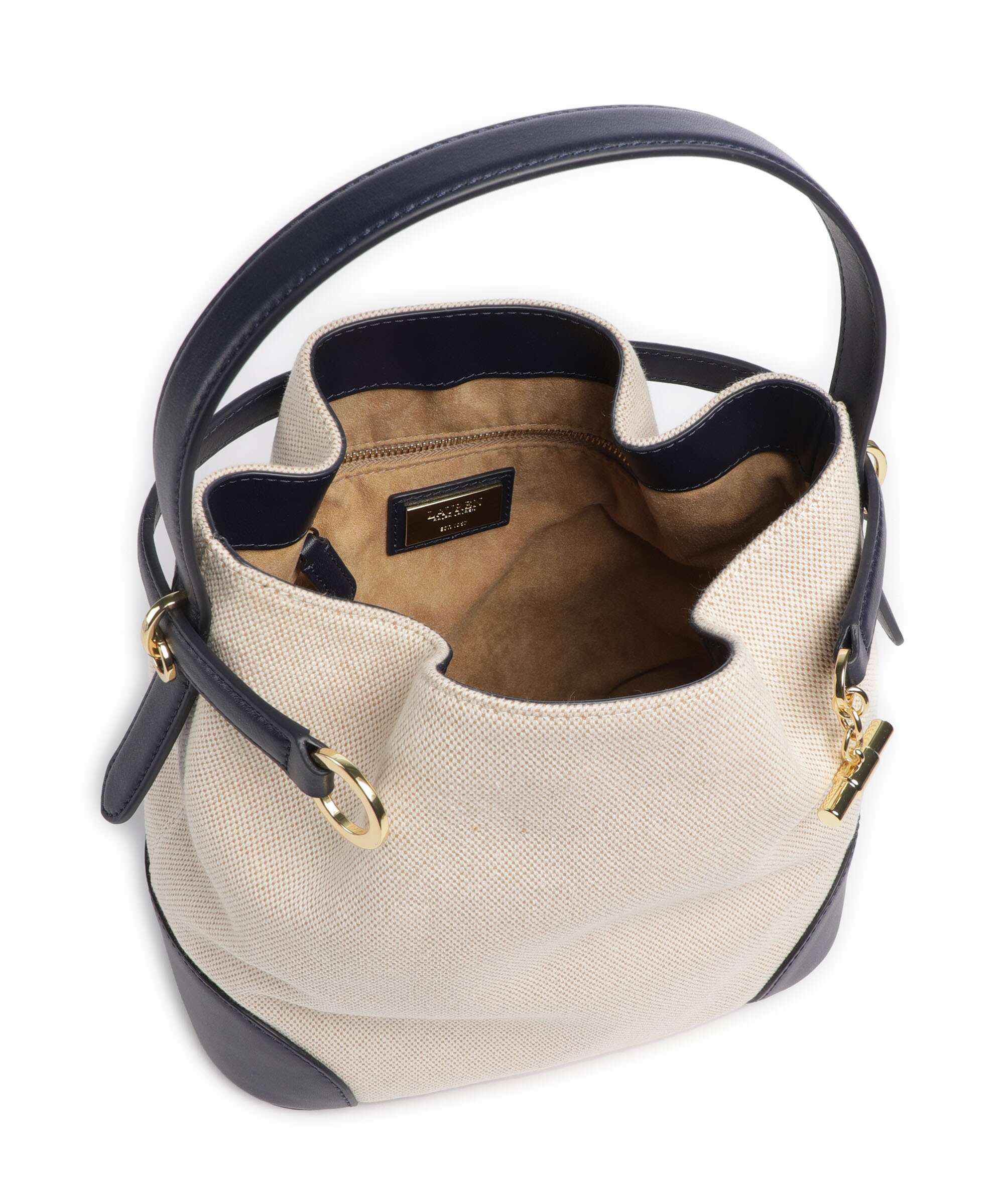 Lauren Ralph Lauren Blaike Medium Torebka worek natural/buff canvas/refined navy - Image 7