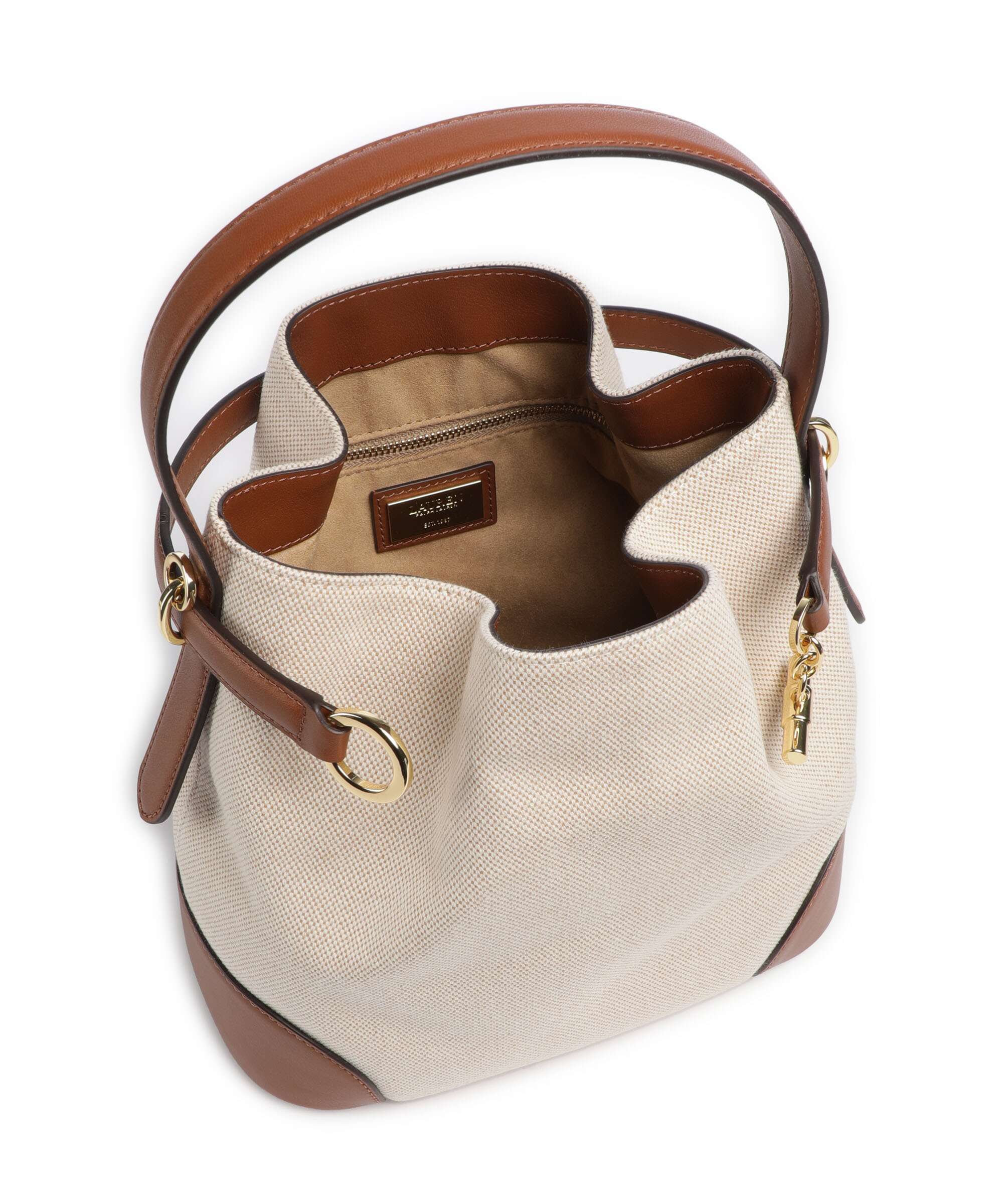 Lauren Ralph Lauren Blaike Medium Torebka worek natural/buff canvas/lauren tan - Image 6