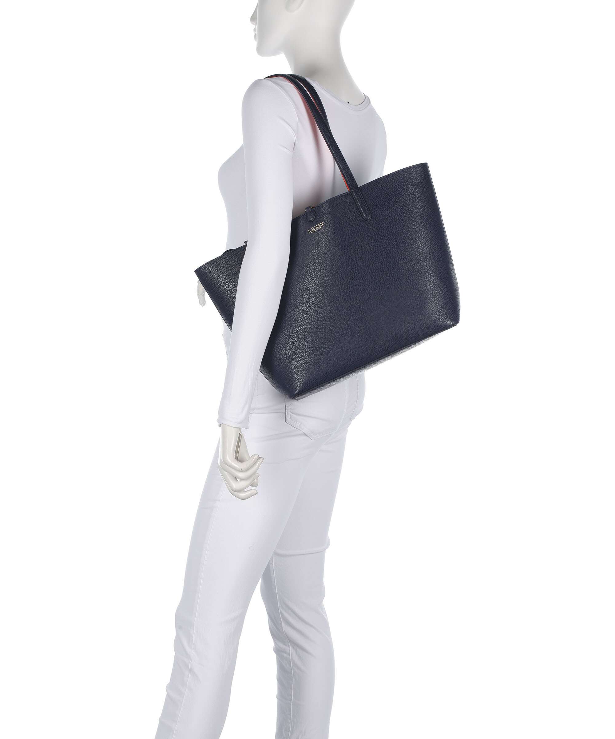 Lauren Ralph Lauren Medium Torba na zakupy refined navy/dusk orange - Image 3