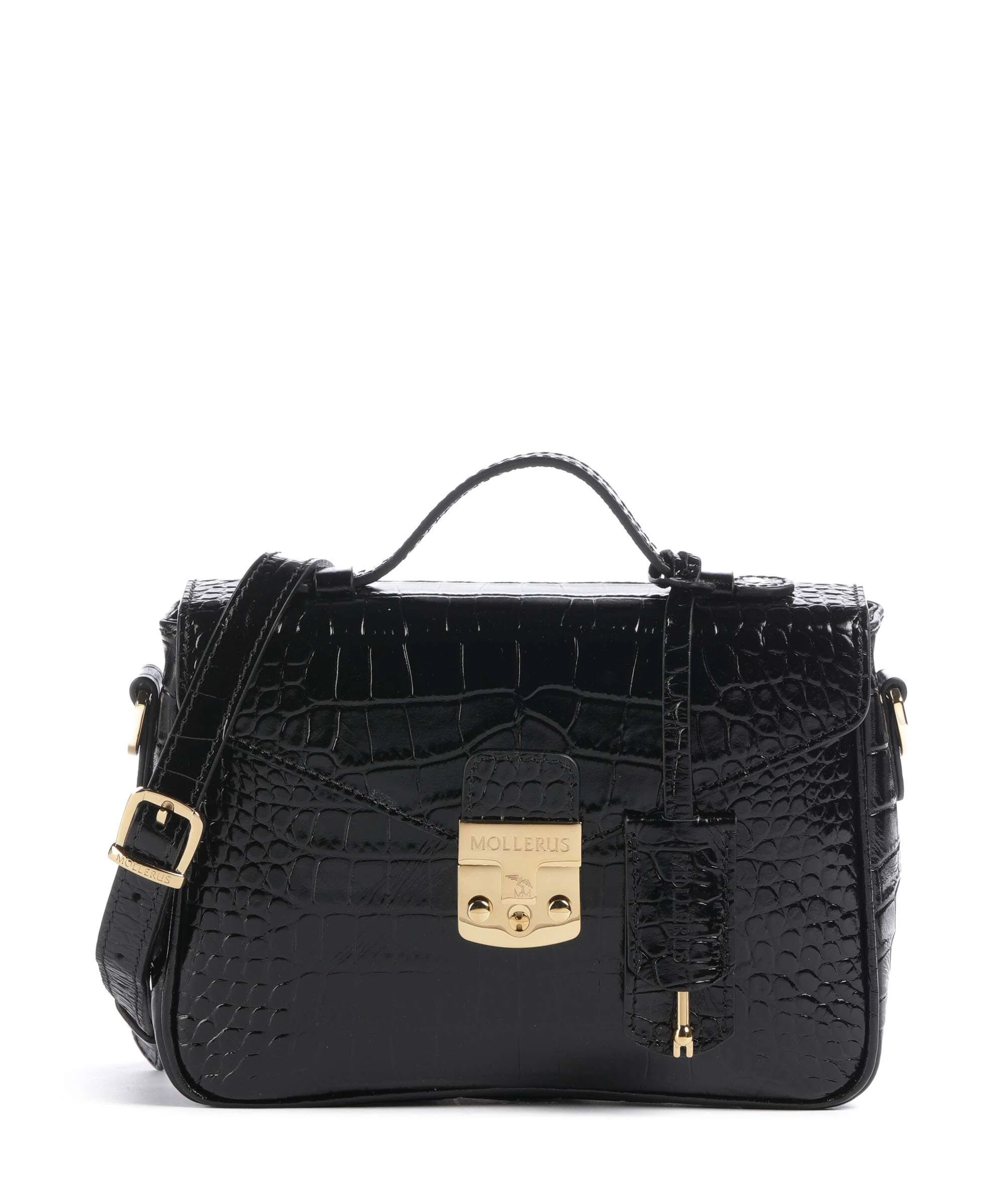 Maison Mollerus Croco Meyrin Torba przez ramię classic schwarz