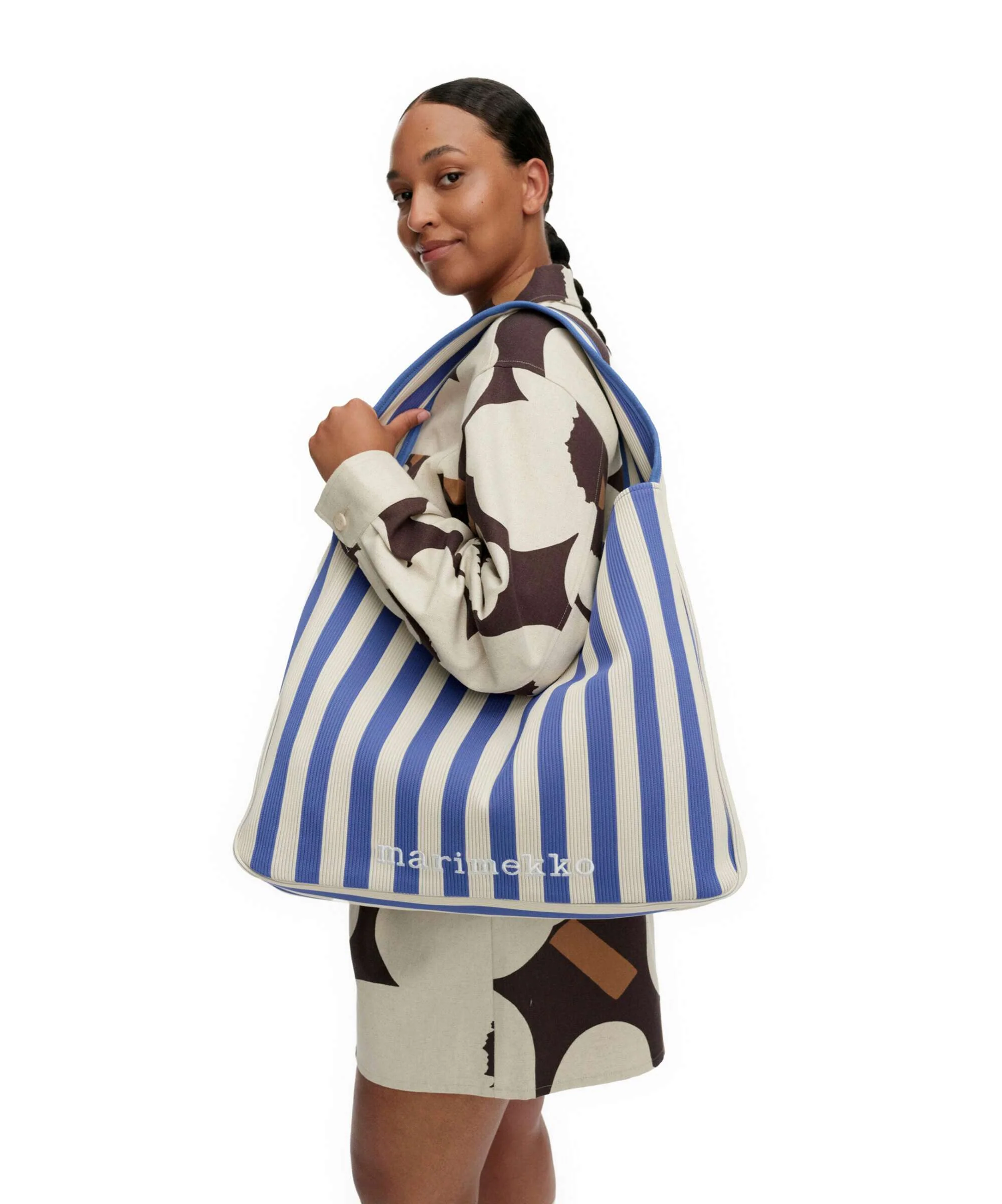 Marimekko Knitted Merirosvo Torebka worek blue/off white - Image 3