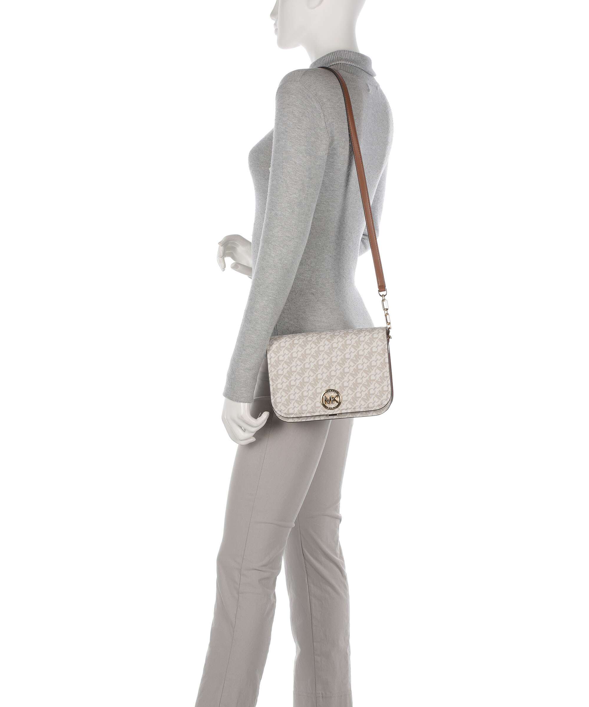 Michael Kors Delancey Torba przez ramię vanilla/luggage - Image 3