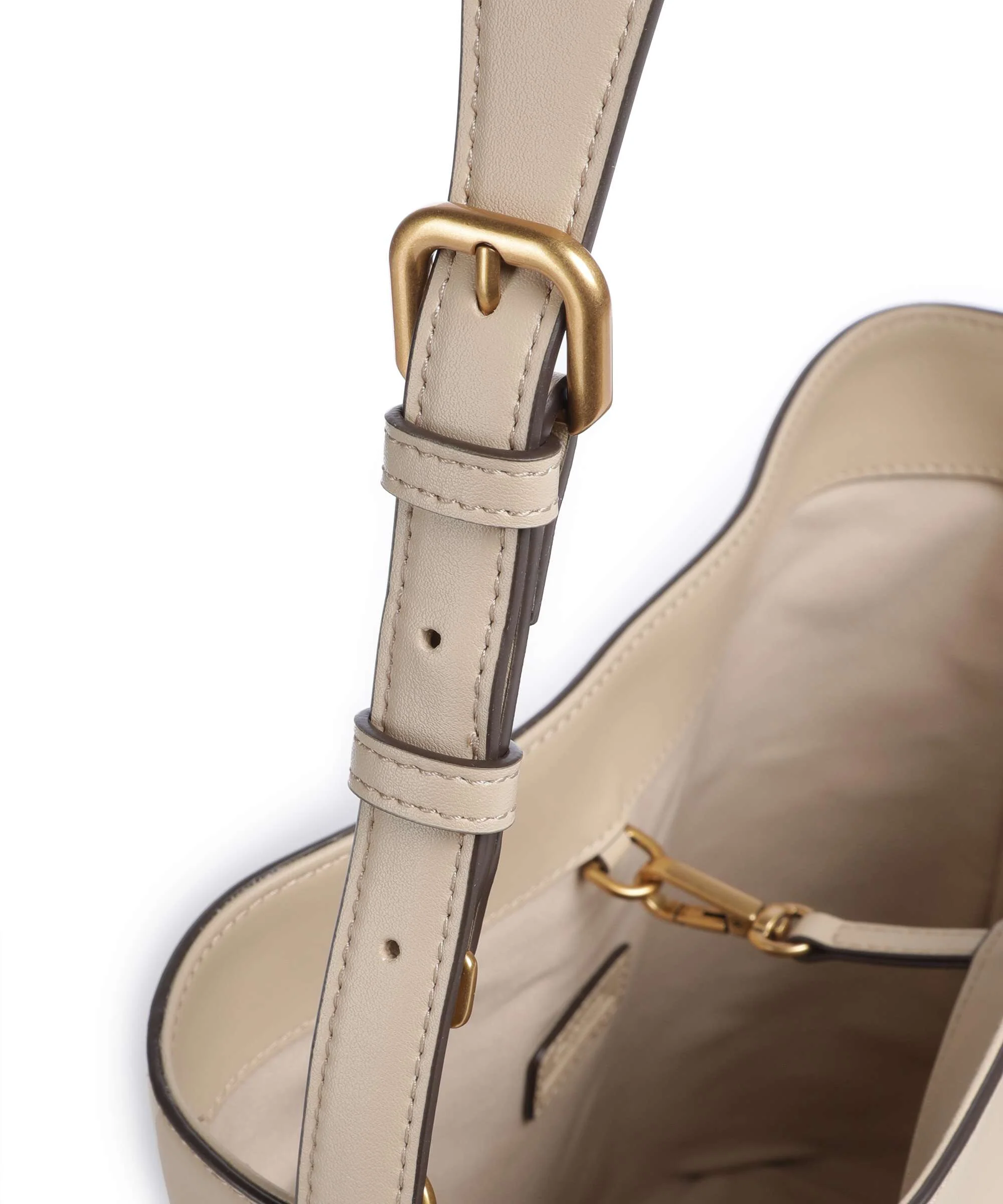 Pinko Belt Classic Torebka worek beige/grigio fumo/antique gold - Image 4
