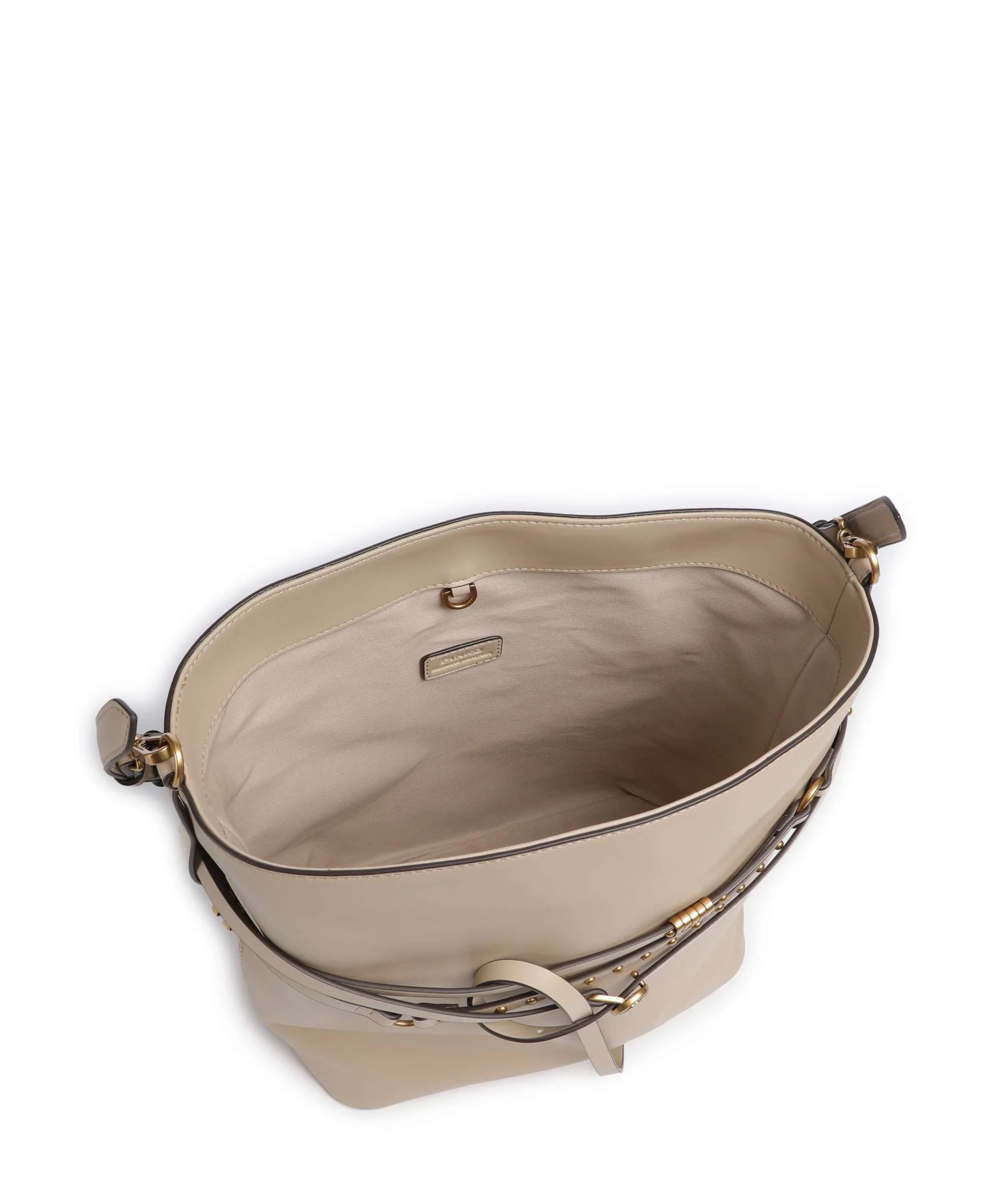 Pinko Belt Classic Torebka worek beige/grigio fumo/antique gold - Image 6