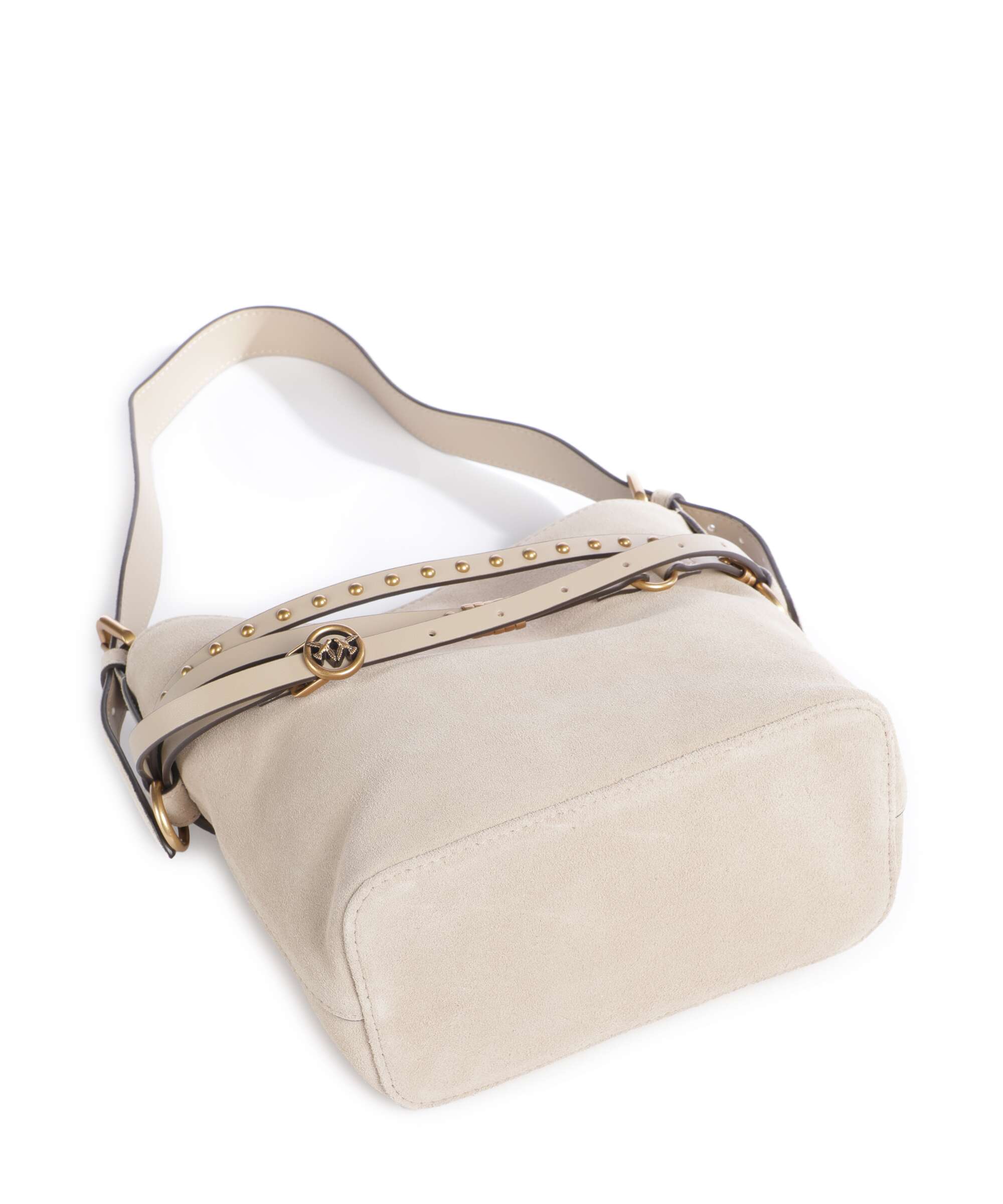 Pinko Belt Mini Torebka worek beige/grigio fumo/antique gold - Image 5
