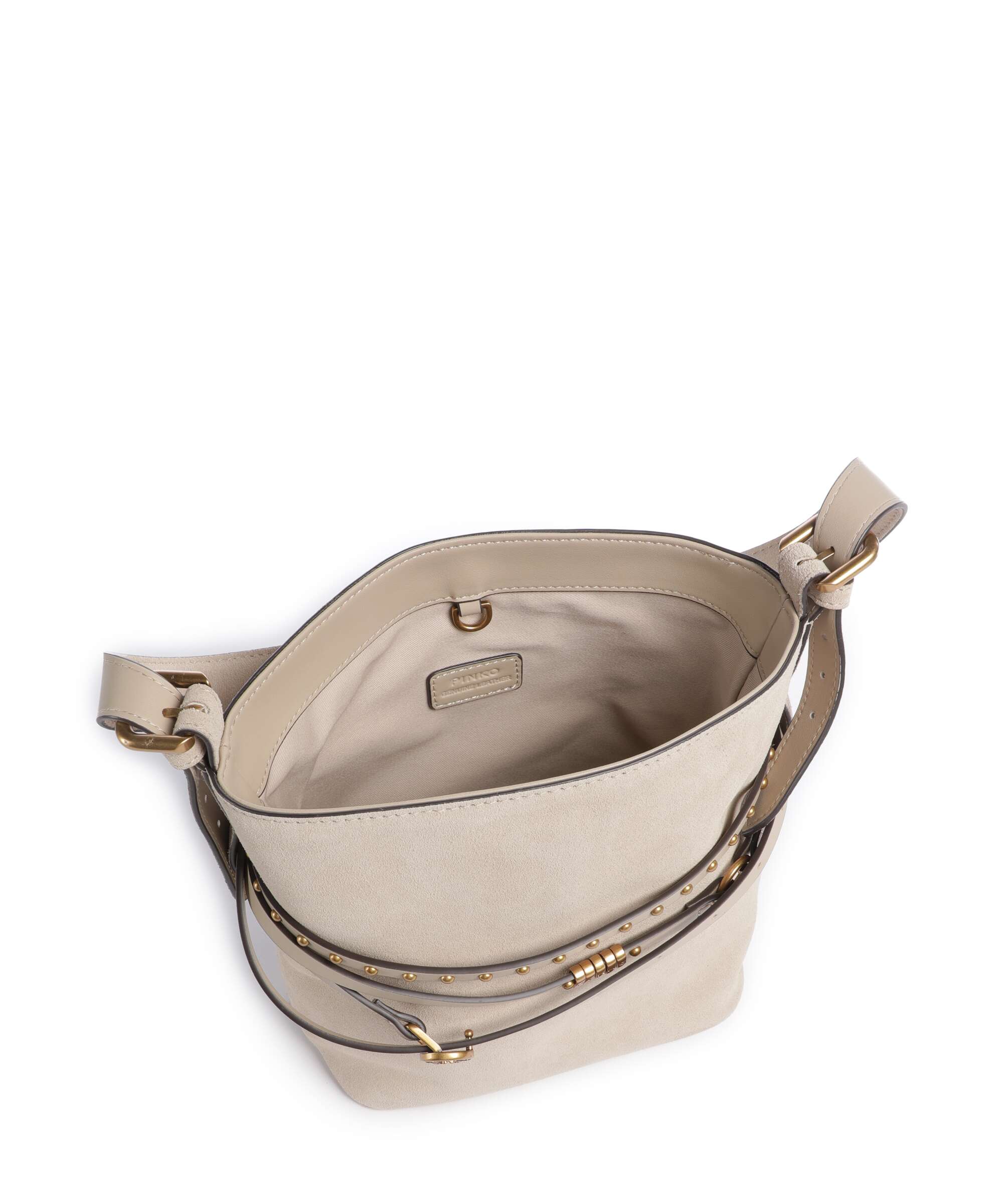 Pinko Belt Mini Torebka worek beige/grigio fumo/antique gold - Image 6
