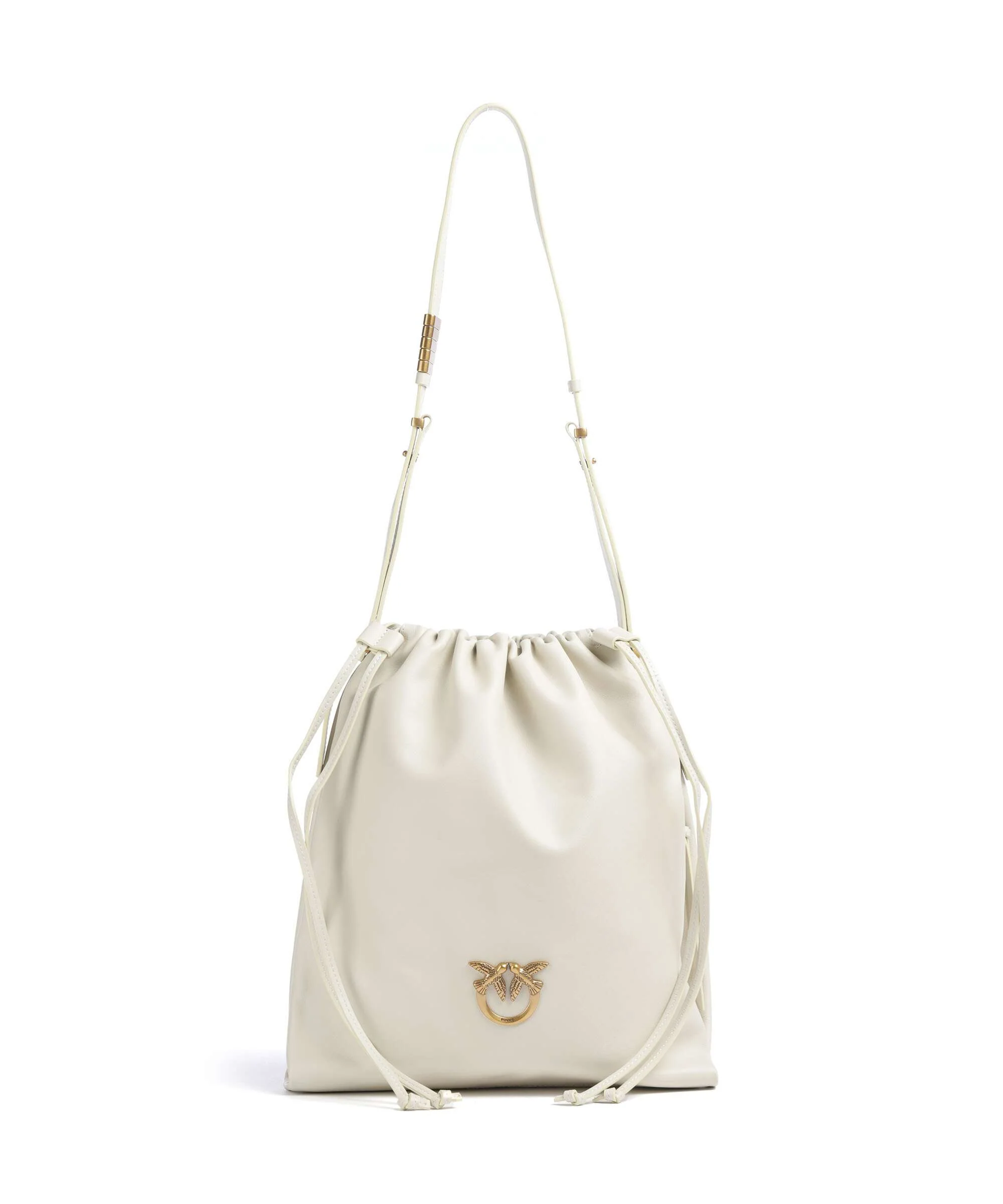 Pinko Classic Slouchy Torebka worek bianco seta/antique gold