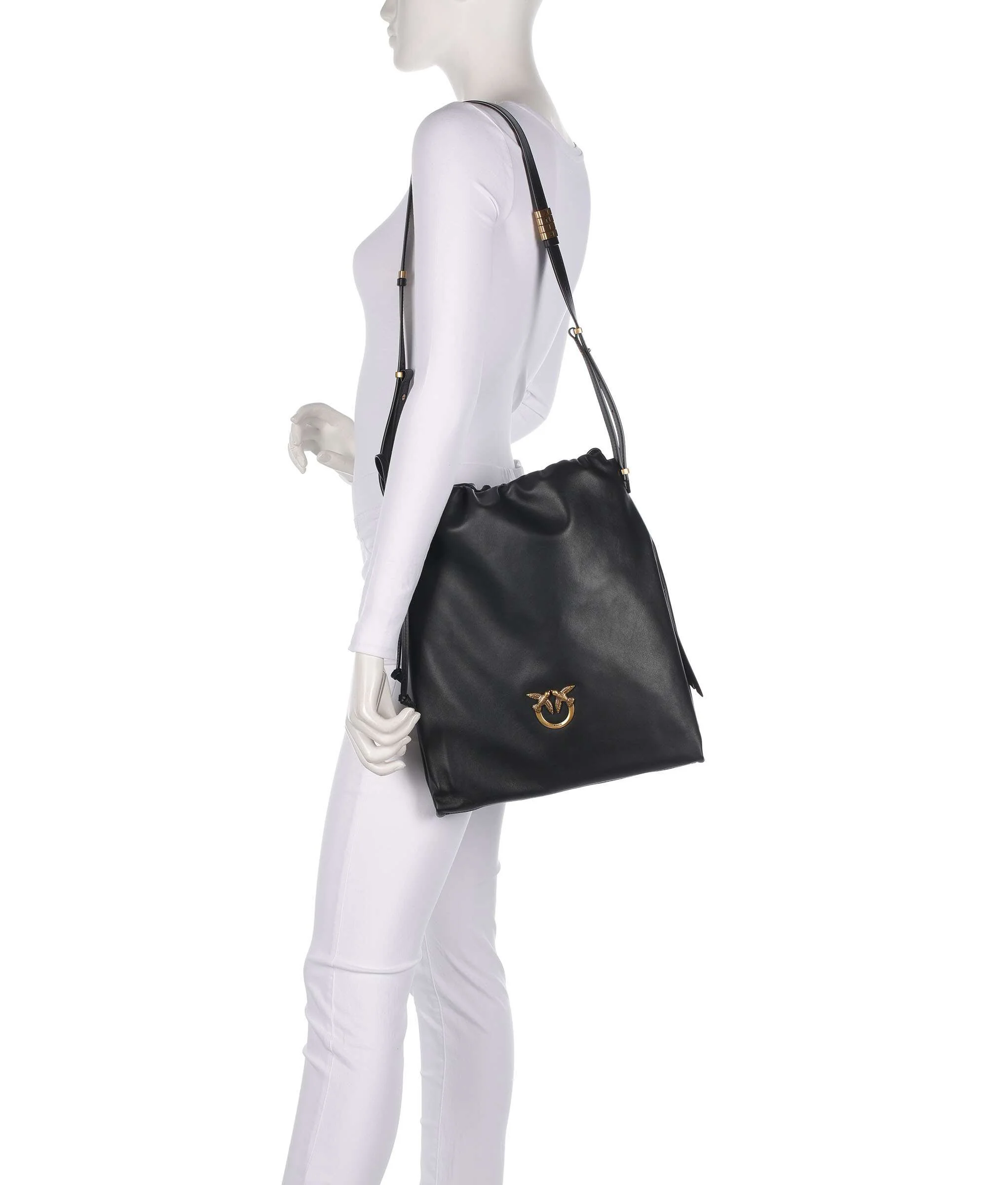 Pinko Classic Slouchy Torebka worek nero/antique gold - Image 3