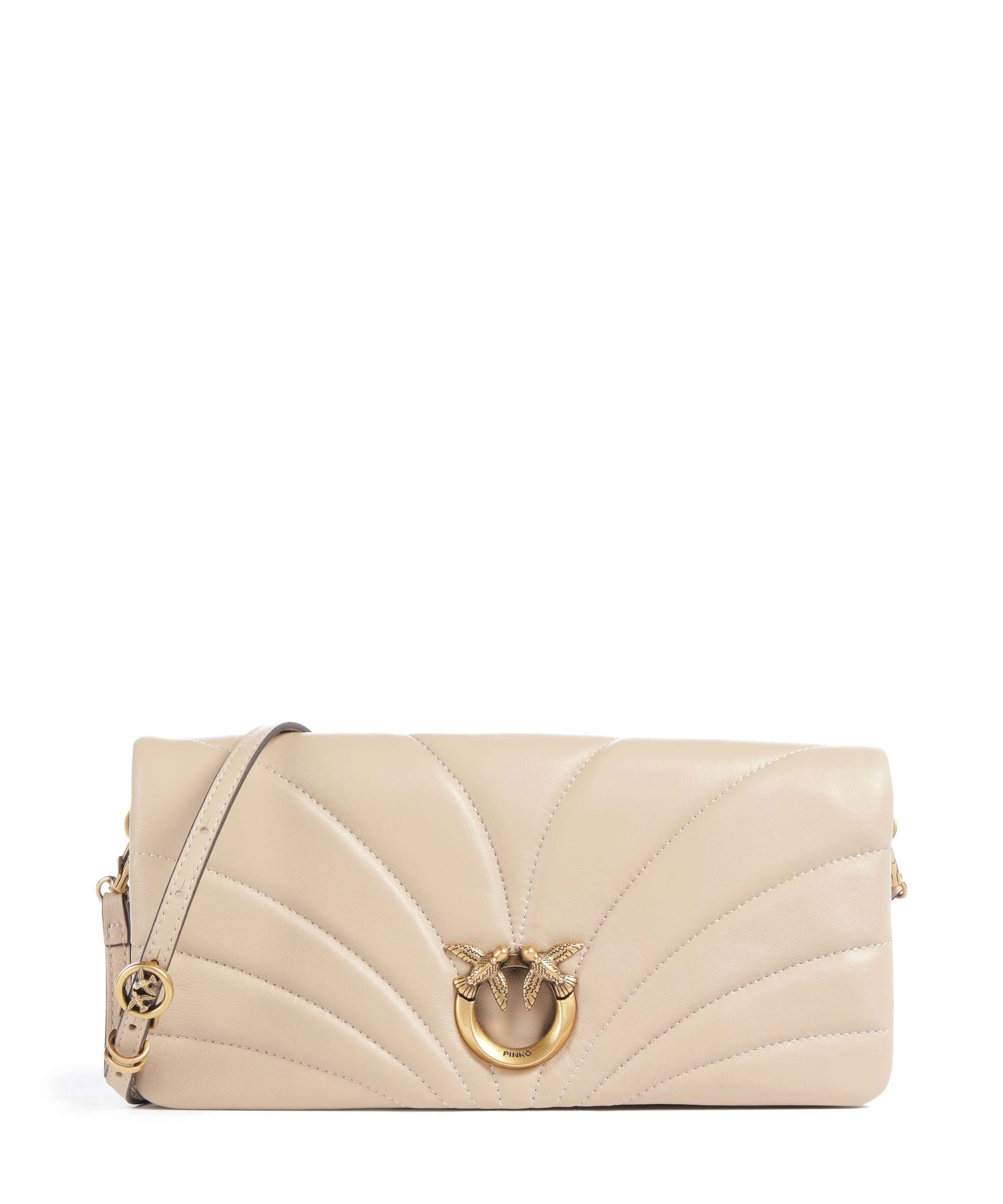 Pinko Click Horizontal Classic Torba przez ramię beige/grigio fumo/antique gold