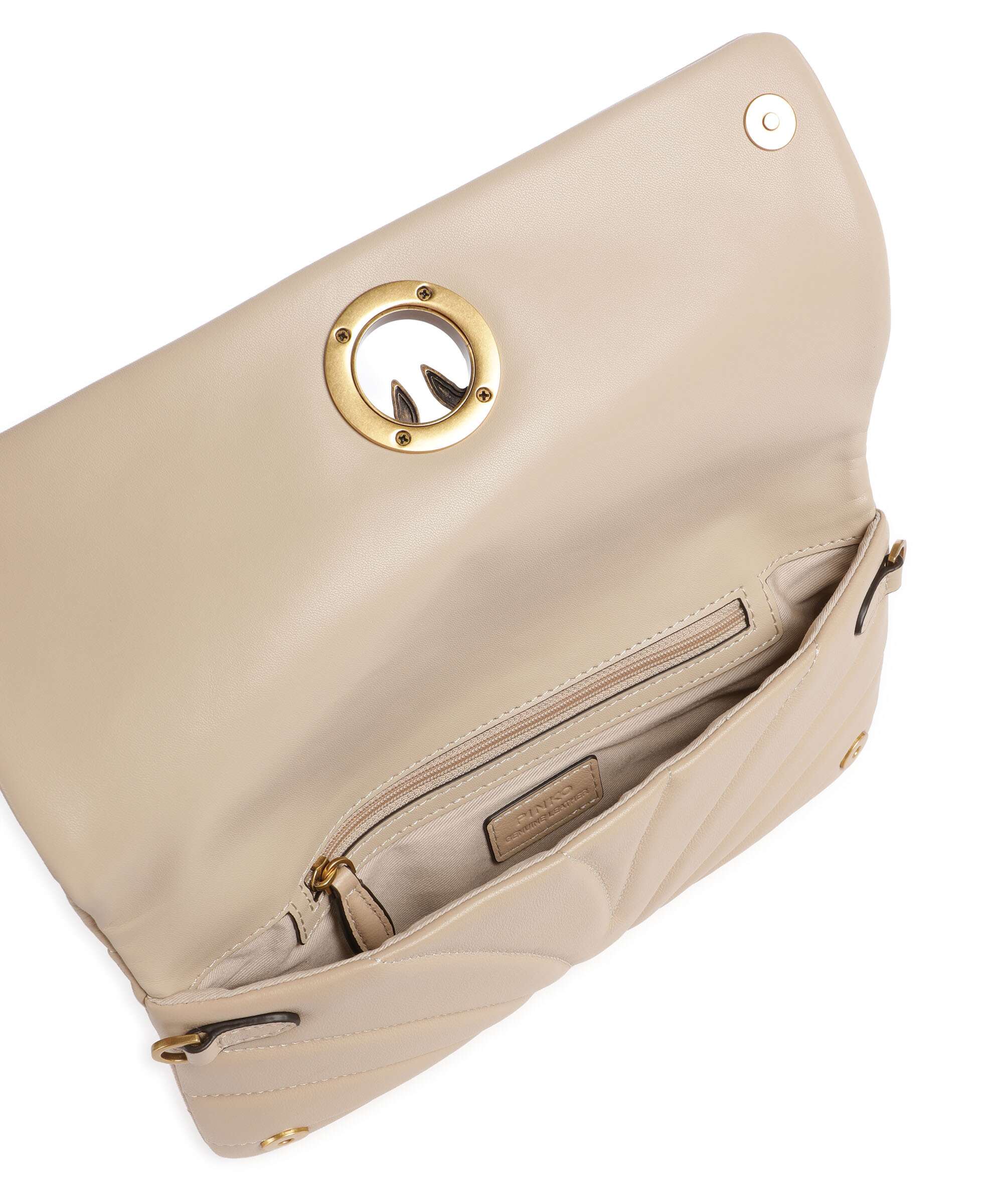 Pinko Click Horizontal Classic Torba przez ramię beige/grigio fumo/antique gold - Image 5