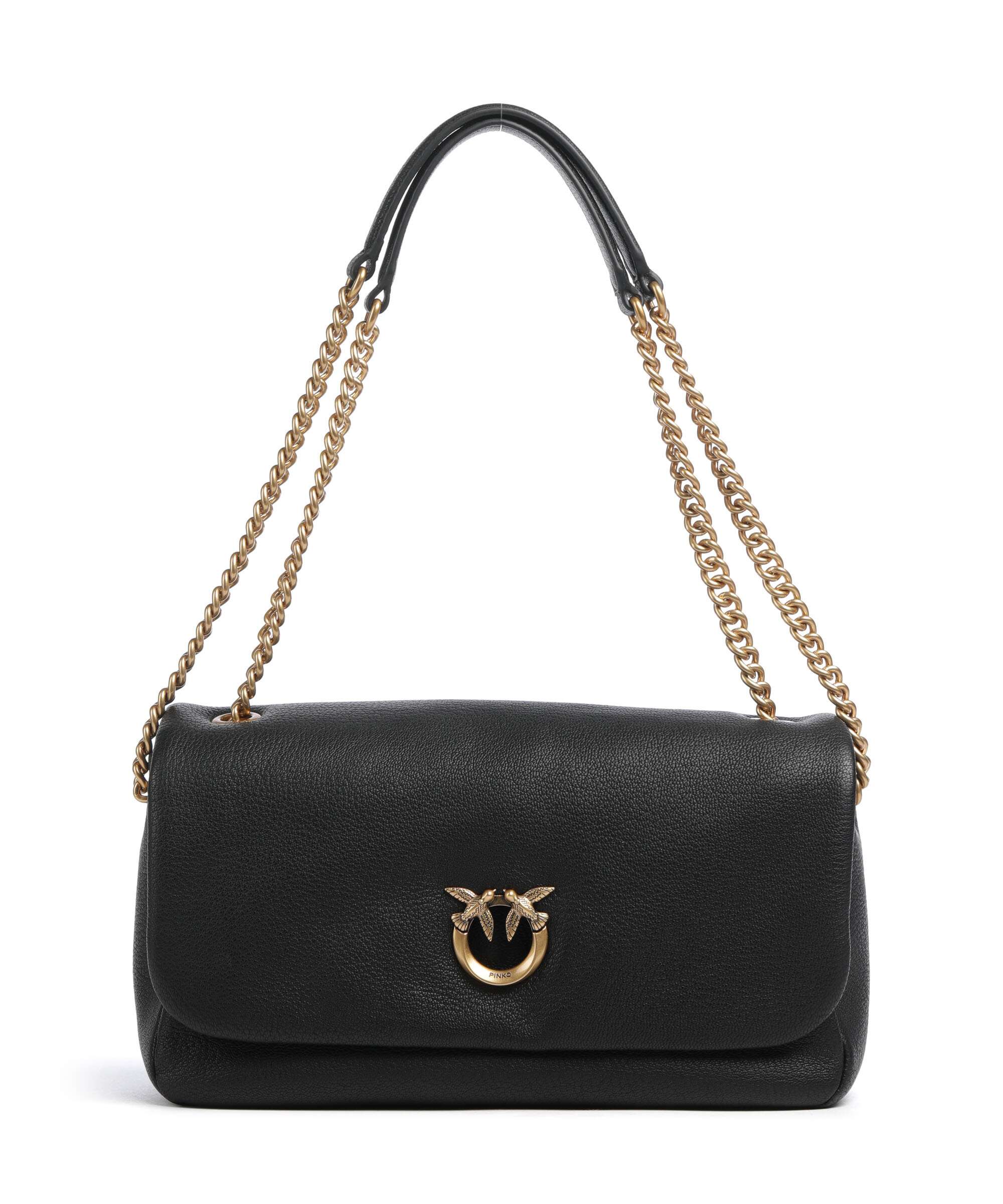 Pinko Click Soft Horizontal Chain Torba na ramię nero/antique gold