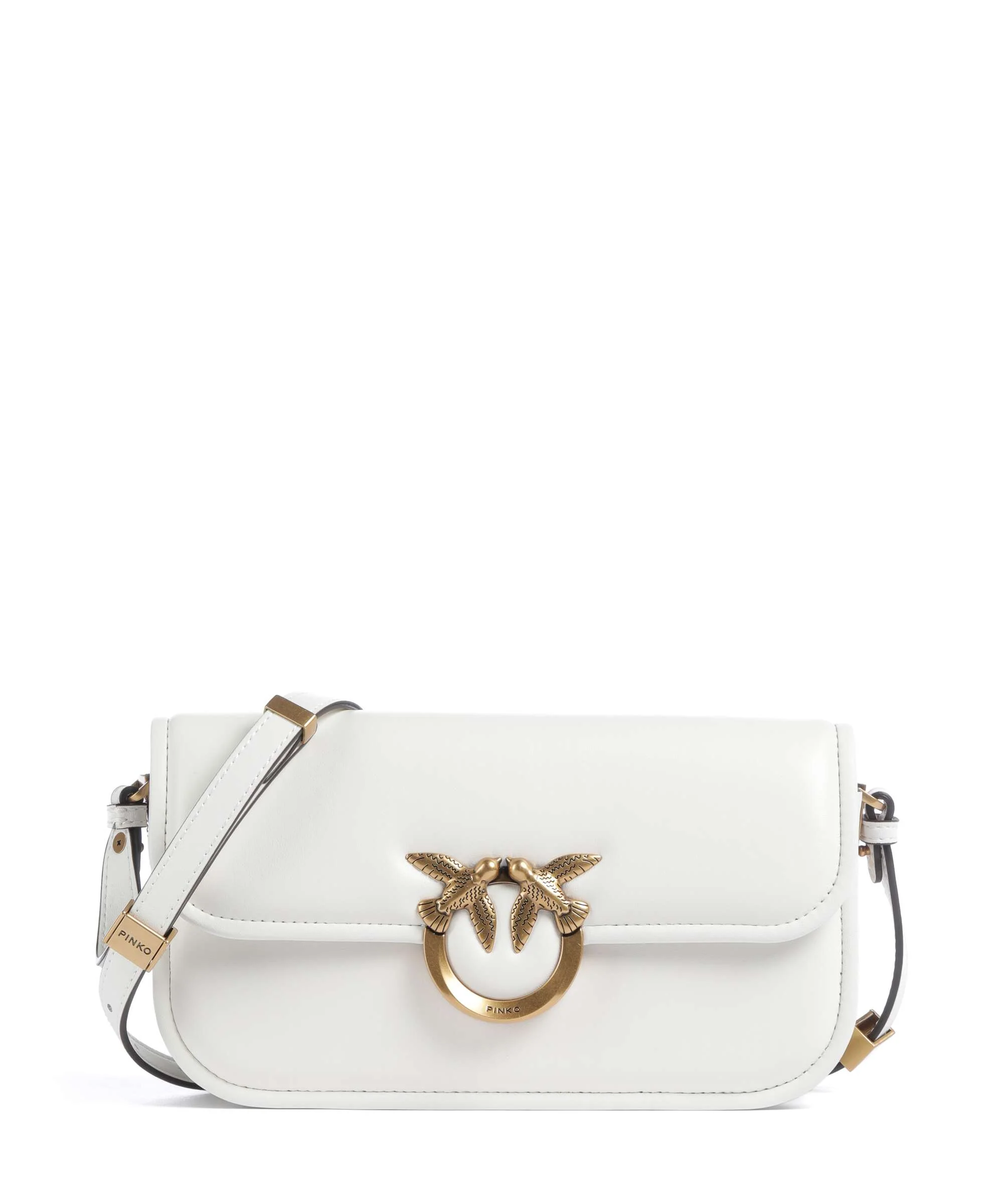 Pinko Love Box Horizontal Torba na ramię bianco nembo/antique gold