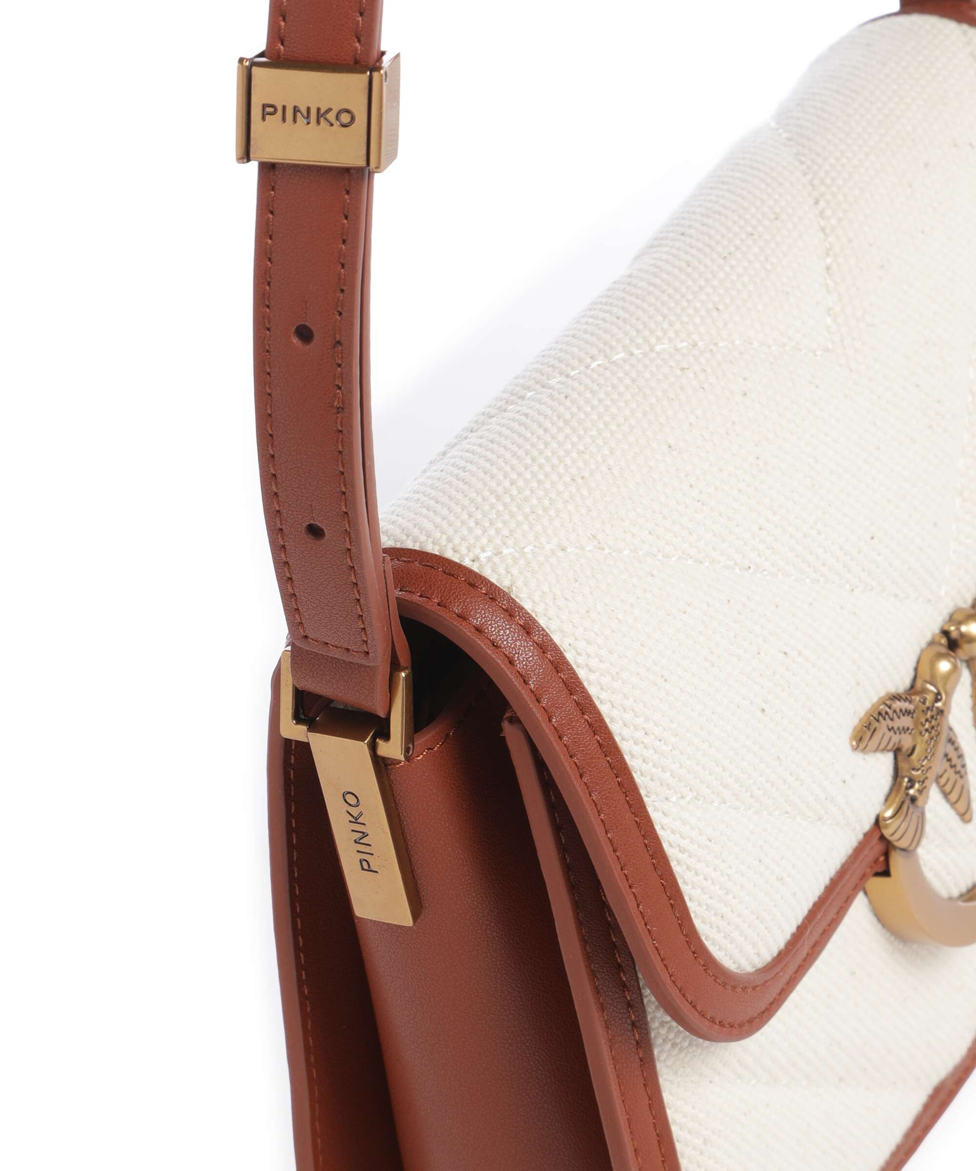 Pinko Love Box Mini Torba przez ramię beige/marrone/antique gold - Image 4
