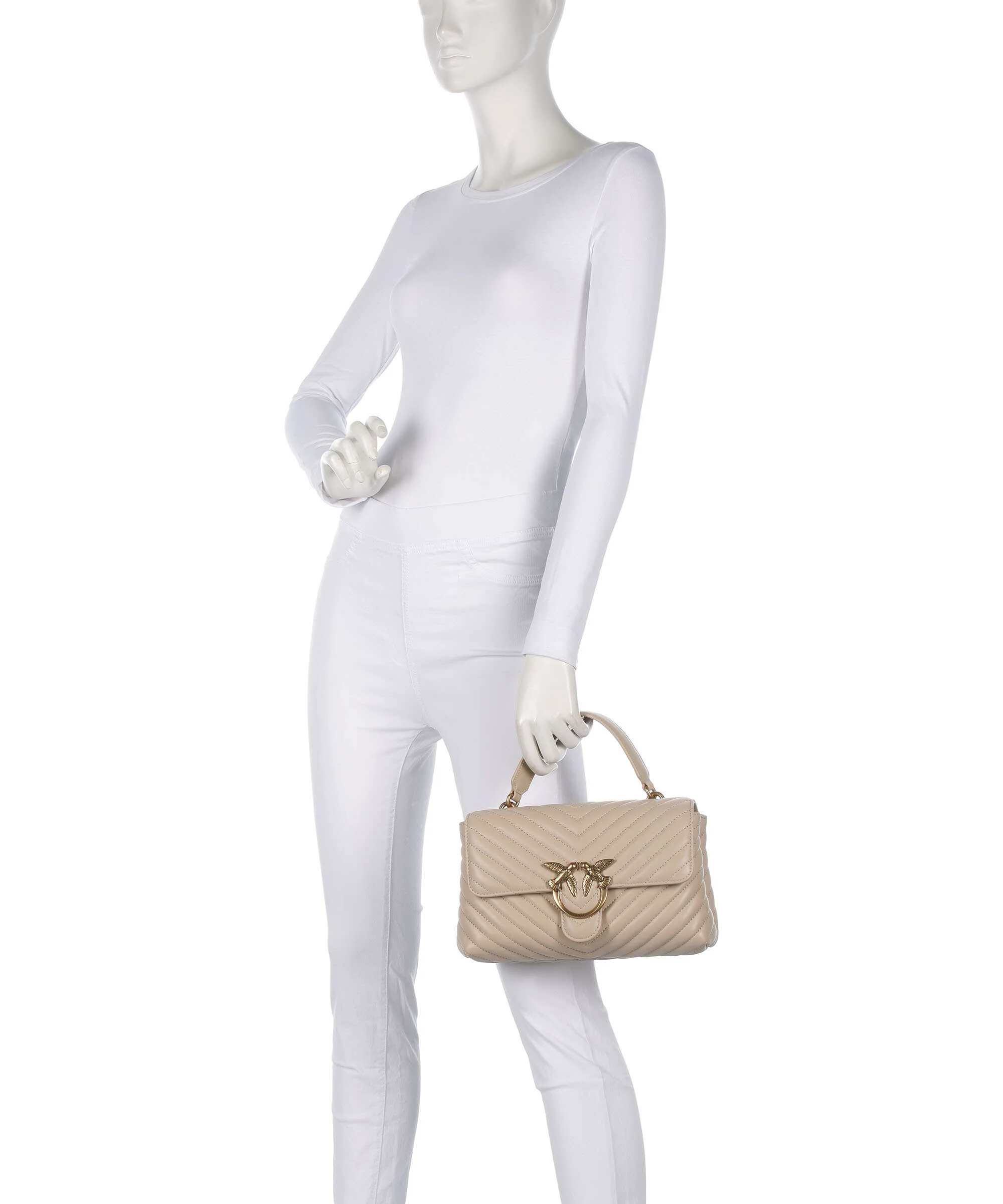 Pinko Love Lady Puff Classic Torebka beige/grigio fumo/antique gold - Image 3