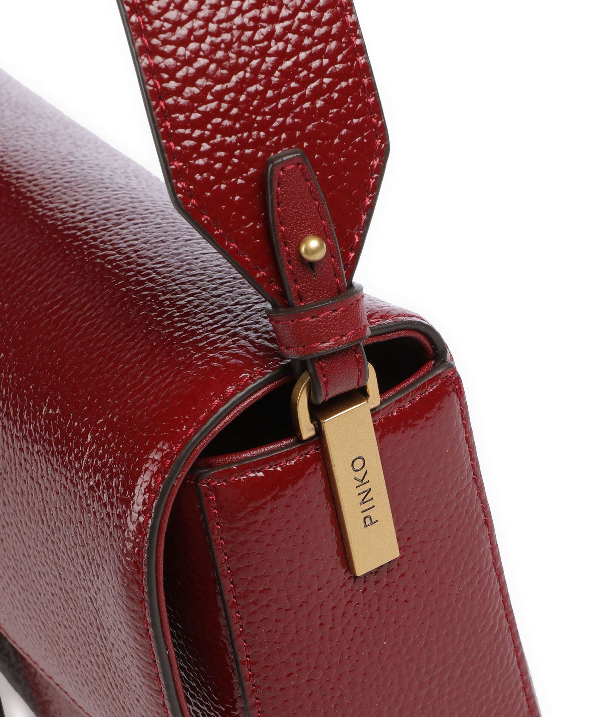 Pinko Love One Classic Slouchy Torba na ramię rosso scuro/antique gold - Image 5