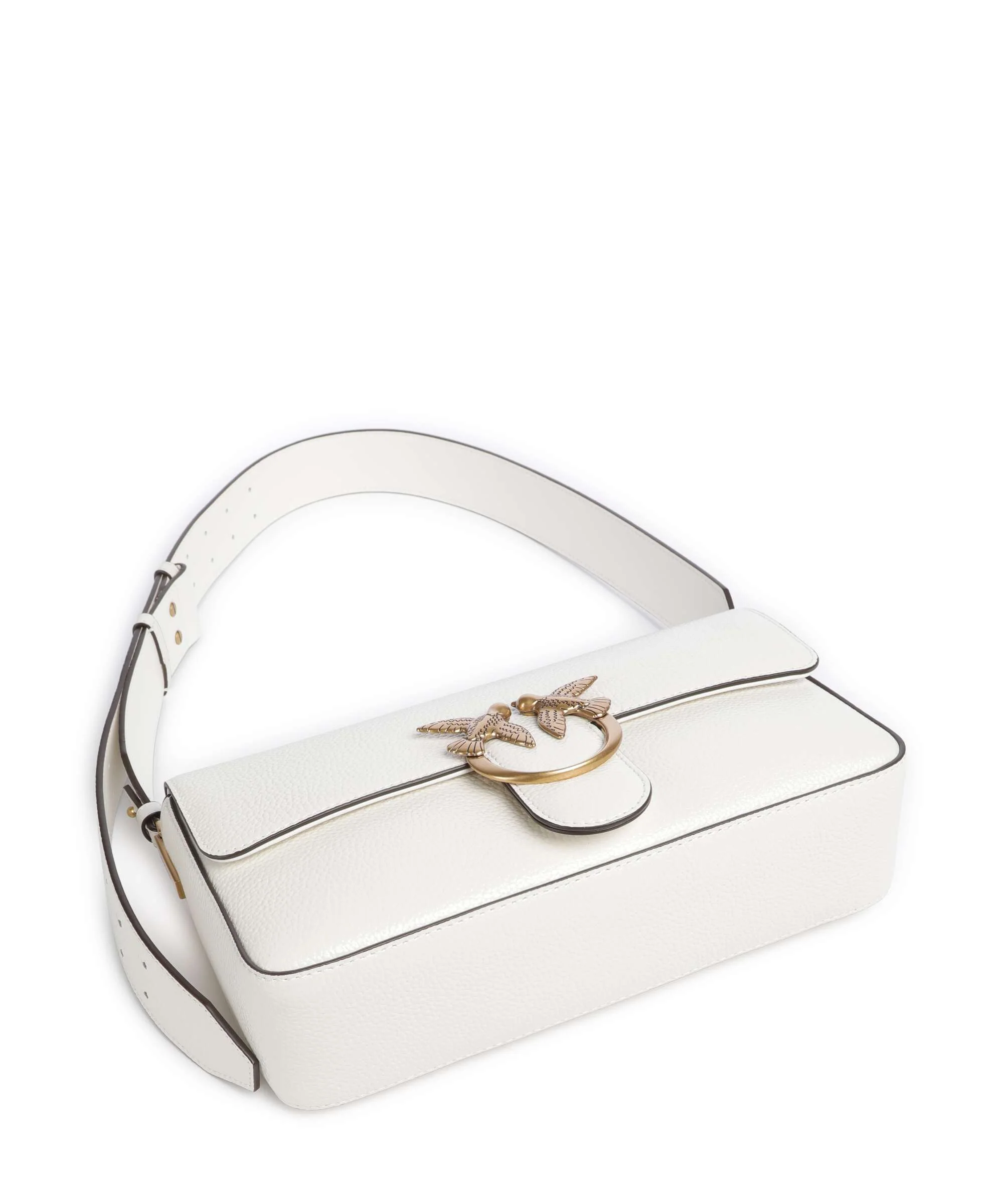 Pinko Love One Classic Slouchy Torba na ramię bianco nembo/antique gold - Image 5