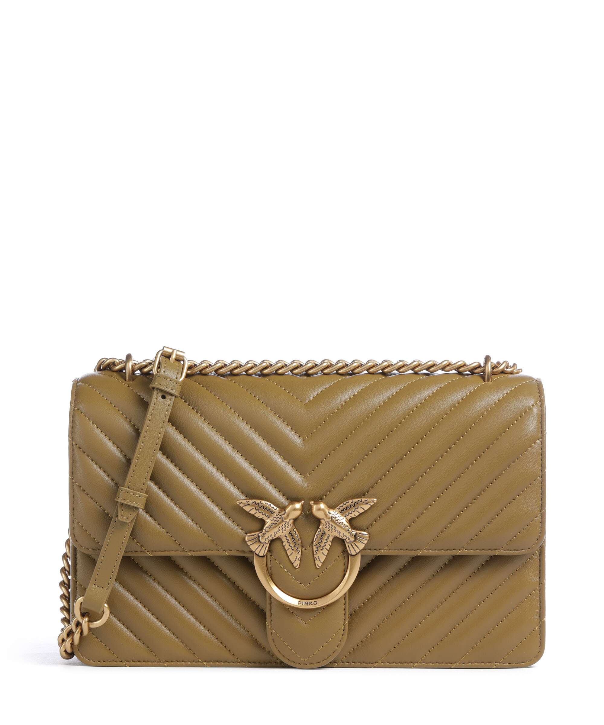 Pinko Love One Classic Torba na ramię verde canguro/antique gold