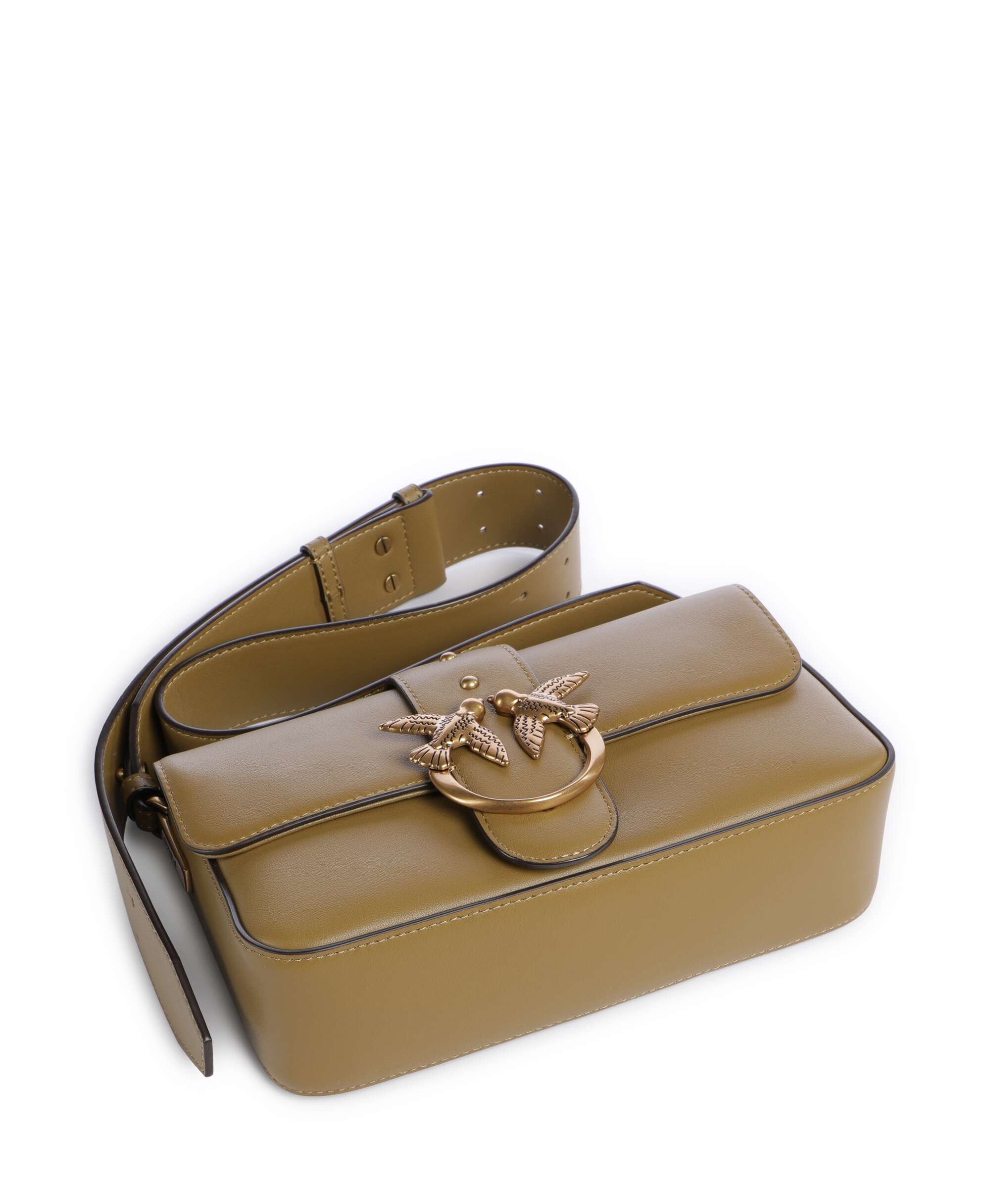 Pinko Love One Mini Slouchy Torba na ramię verde canguro/antique gold - Image 5