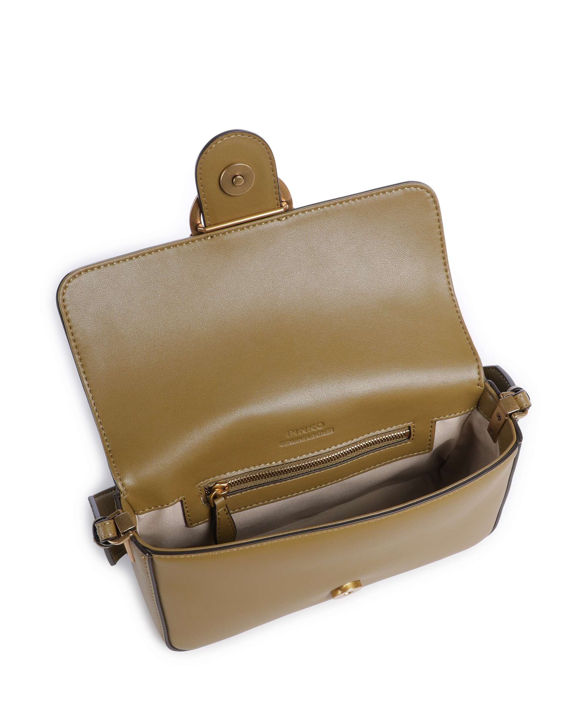 Pinko Love One Mini Slouchy Torba na ramię verde canguro/antique gold - Image 6