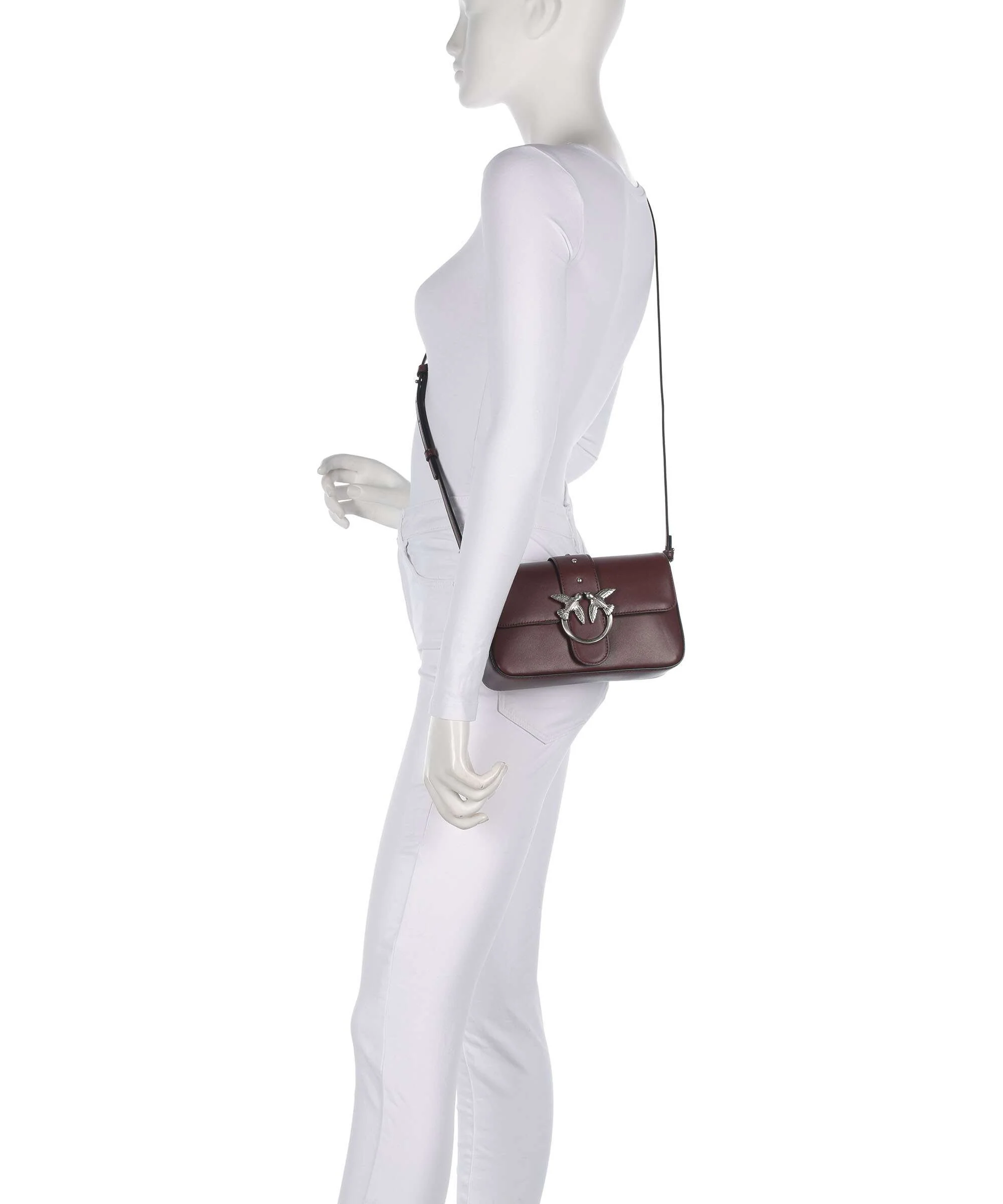 Pinko Love One Mini Slouchy Torba na ramię burgundy wine/old silver - Image 4