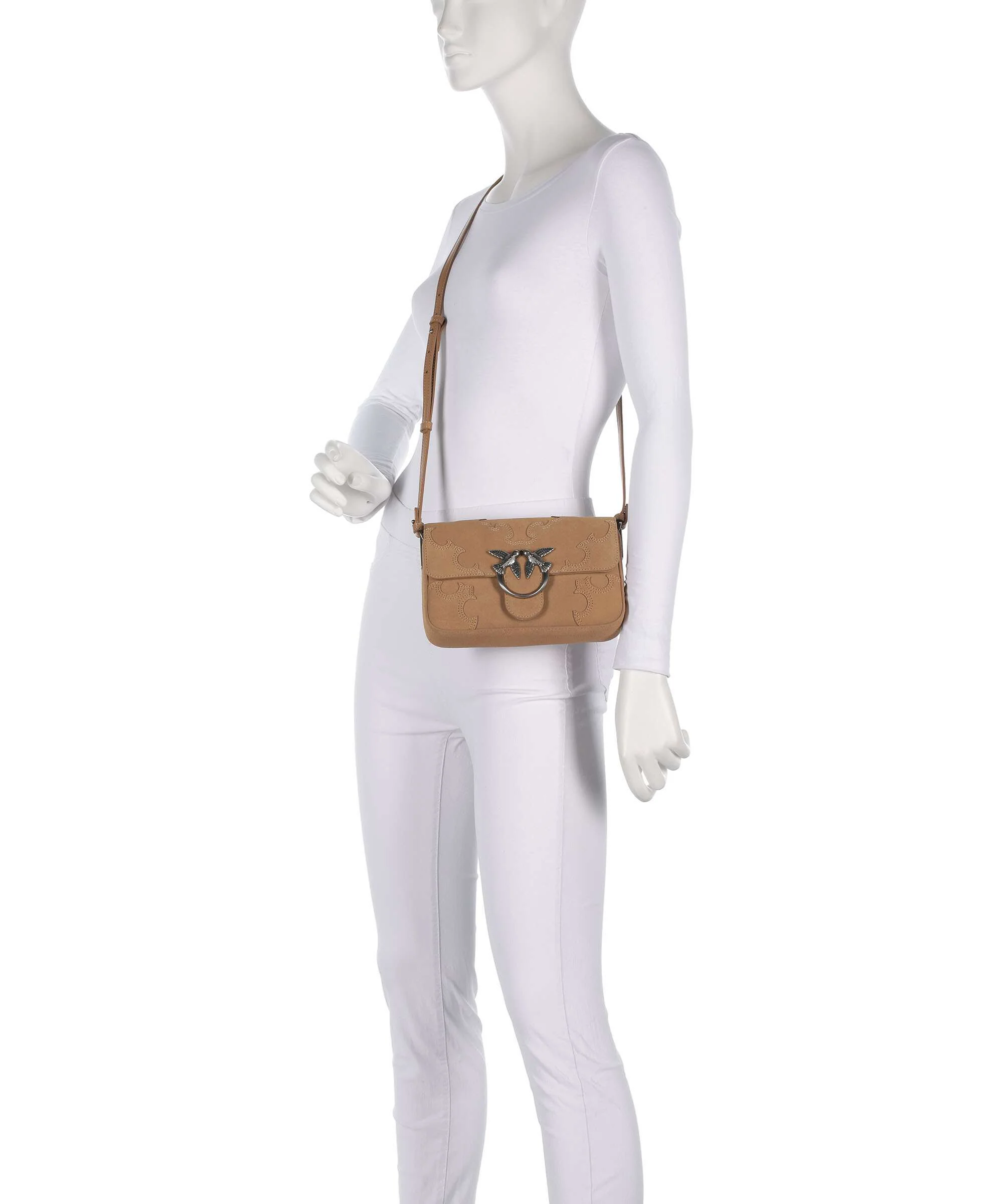 Pinko Love One Mini Slouchy Torba przez ramię beige/scoiattolo/old silver - Image 3