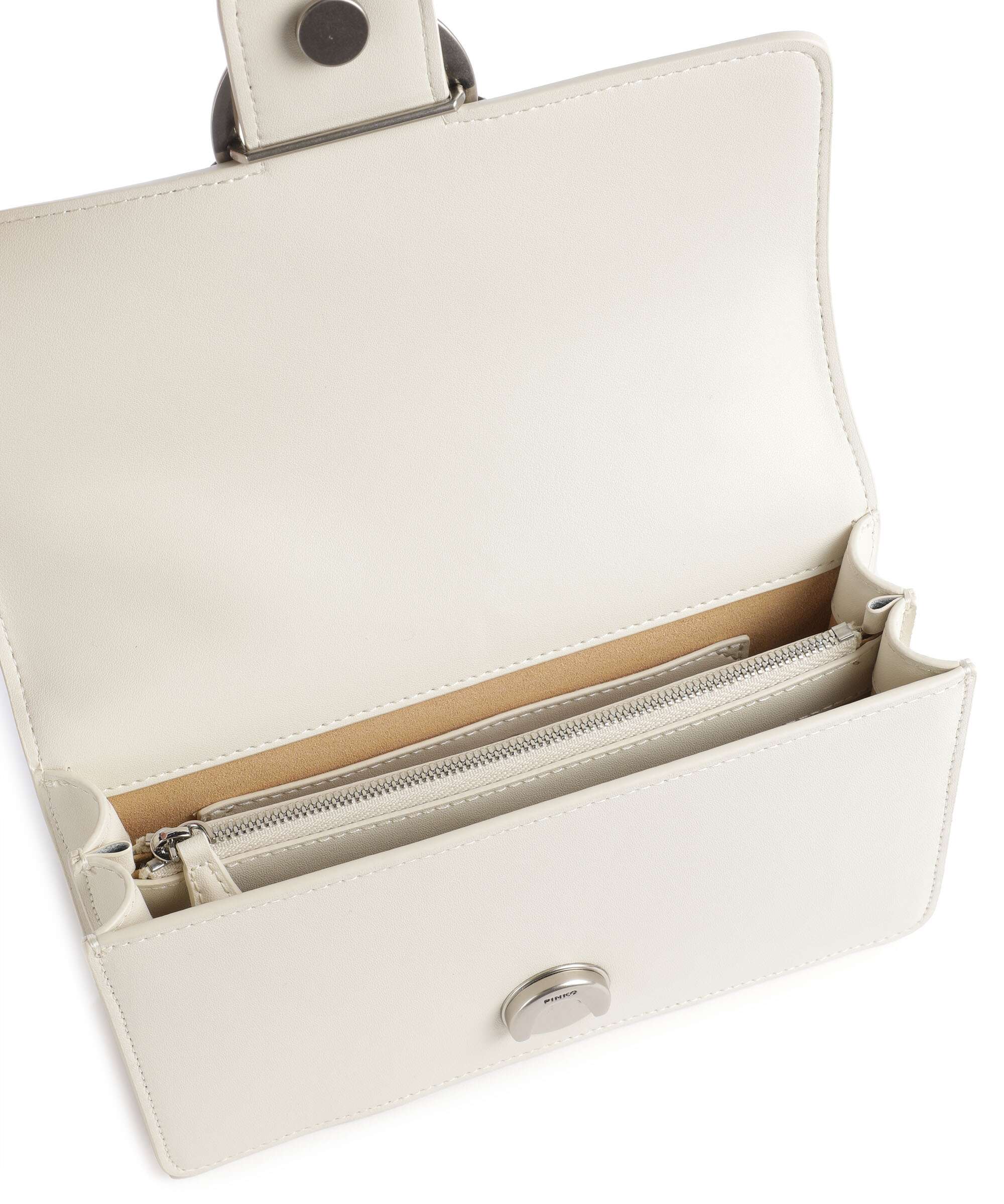 Pinko Love One Mini Torba na ramię bianco seta/old silver - Image 6