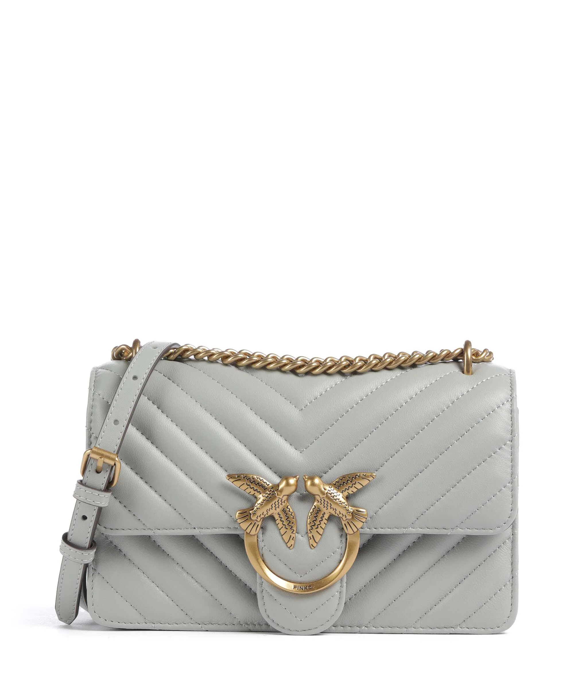 Pinko Love One Mini Torba na ramię grigio perla/antique gold
