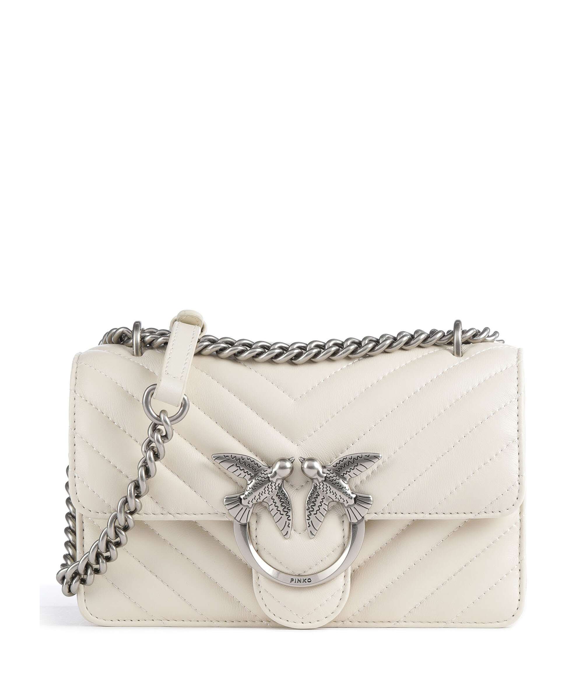 Pinko Love One Mini Torba na ramię bianco seta/old silver