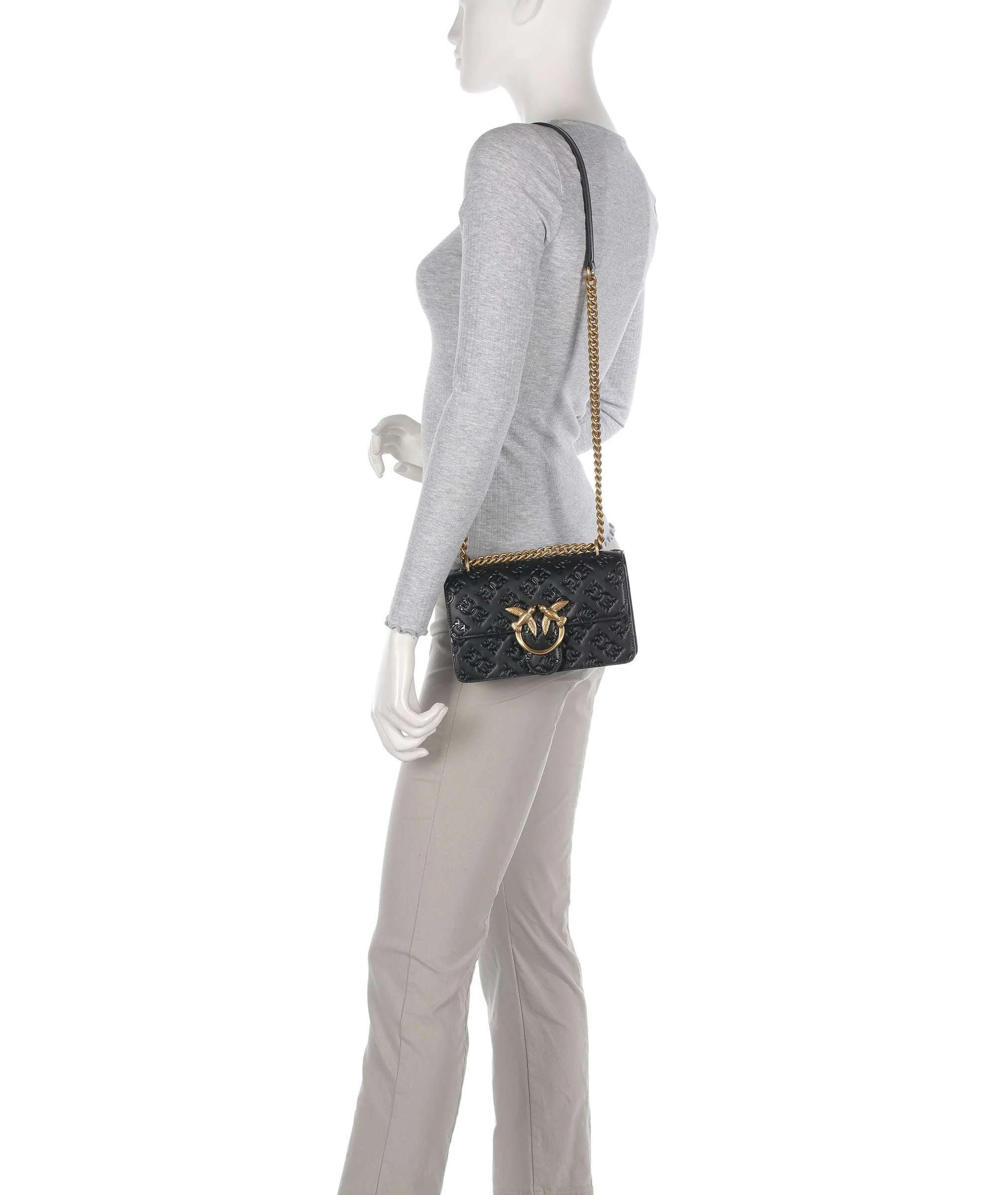 Pinko Love One Mini Torba na ramię nero/antique gold - Image 3