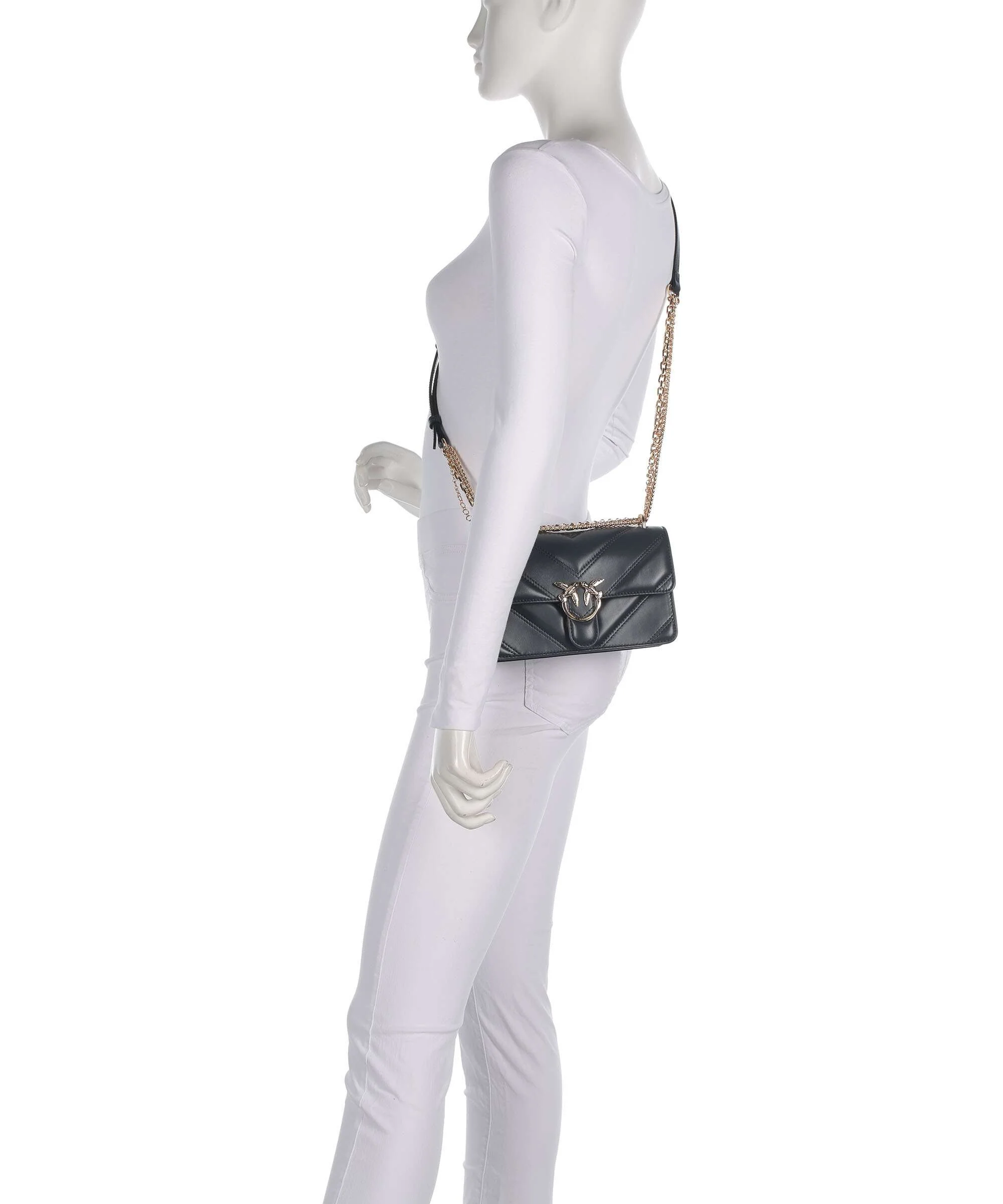 Pinko Love One Mini Torba na ramię grigio asfalto/oro mordore - Image 3