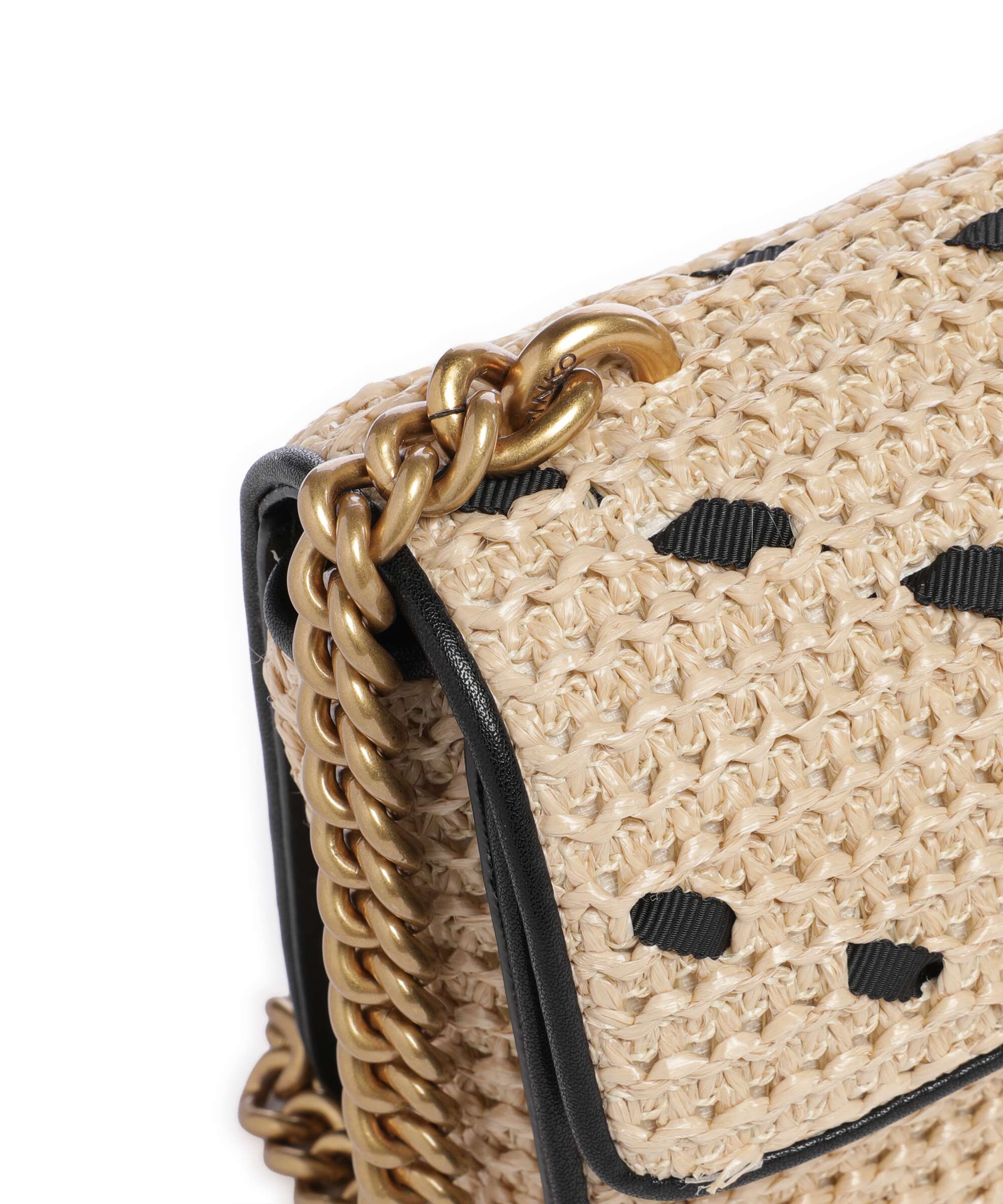 Pinko Love One Mini Torba przez ramię paglia/nero/antique gold - Image 4