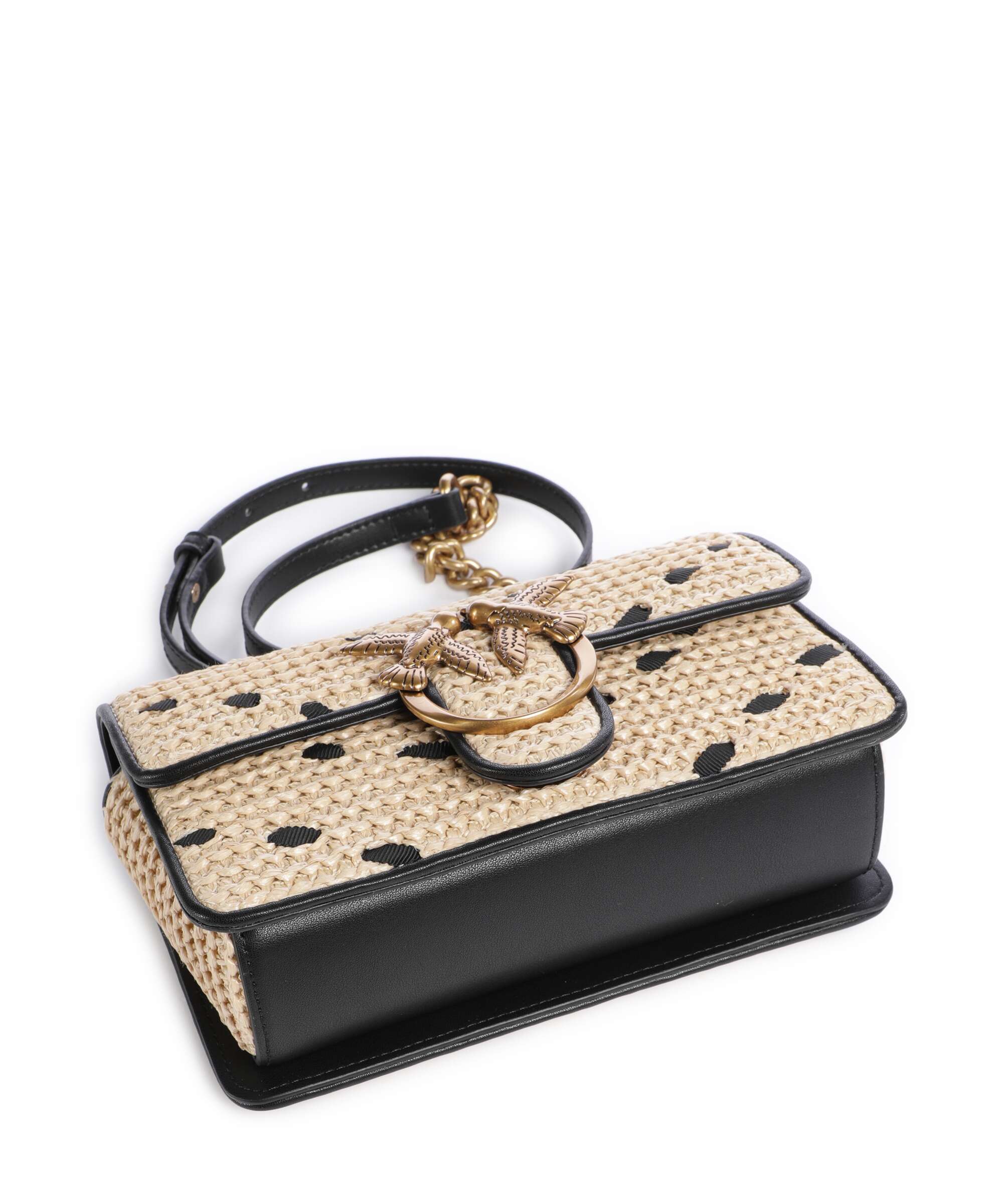 Pinko Love One Mini Torba przez ramię paglia/nero/antique gold - Image 5
