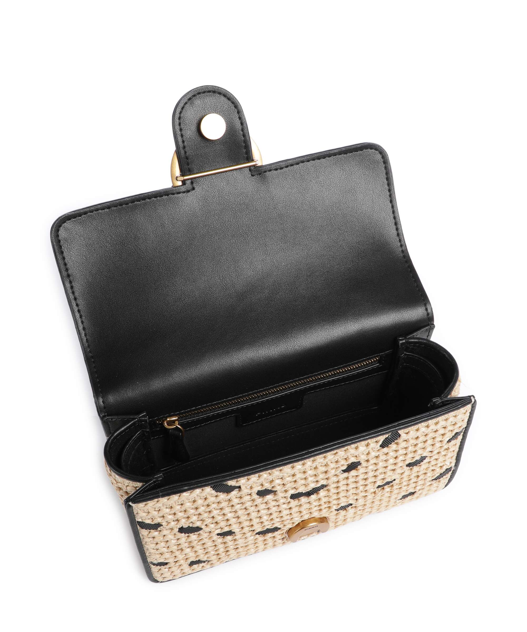 Pinko Love One Mini Torba przez ramię paglia/nero/antique gold - Image 6